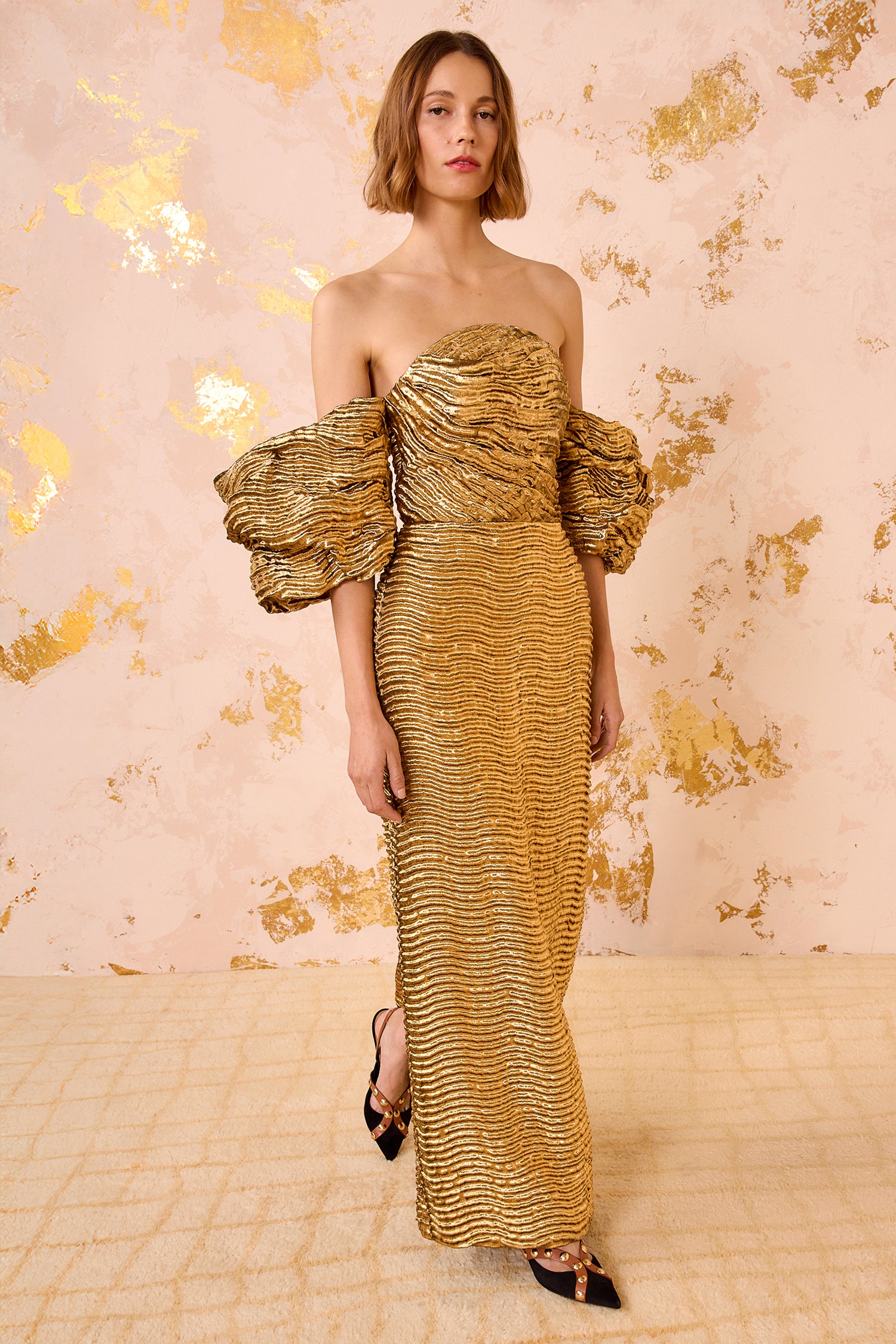 Ulla Johnson Nisha robe longue Oro or métallique bustier