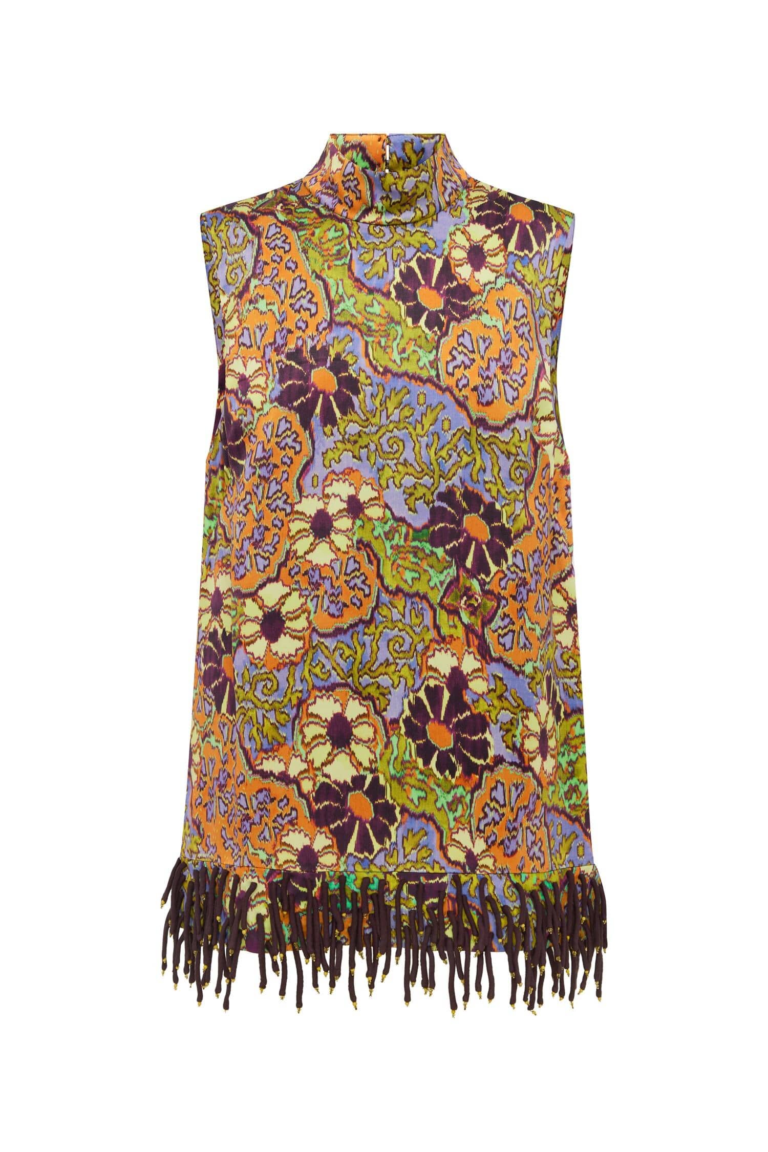 Alemäis Joanna Top haut viscose franges perlées