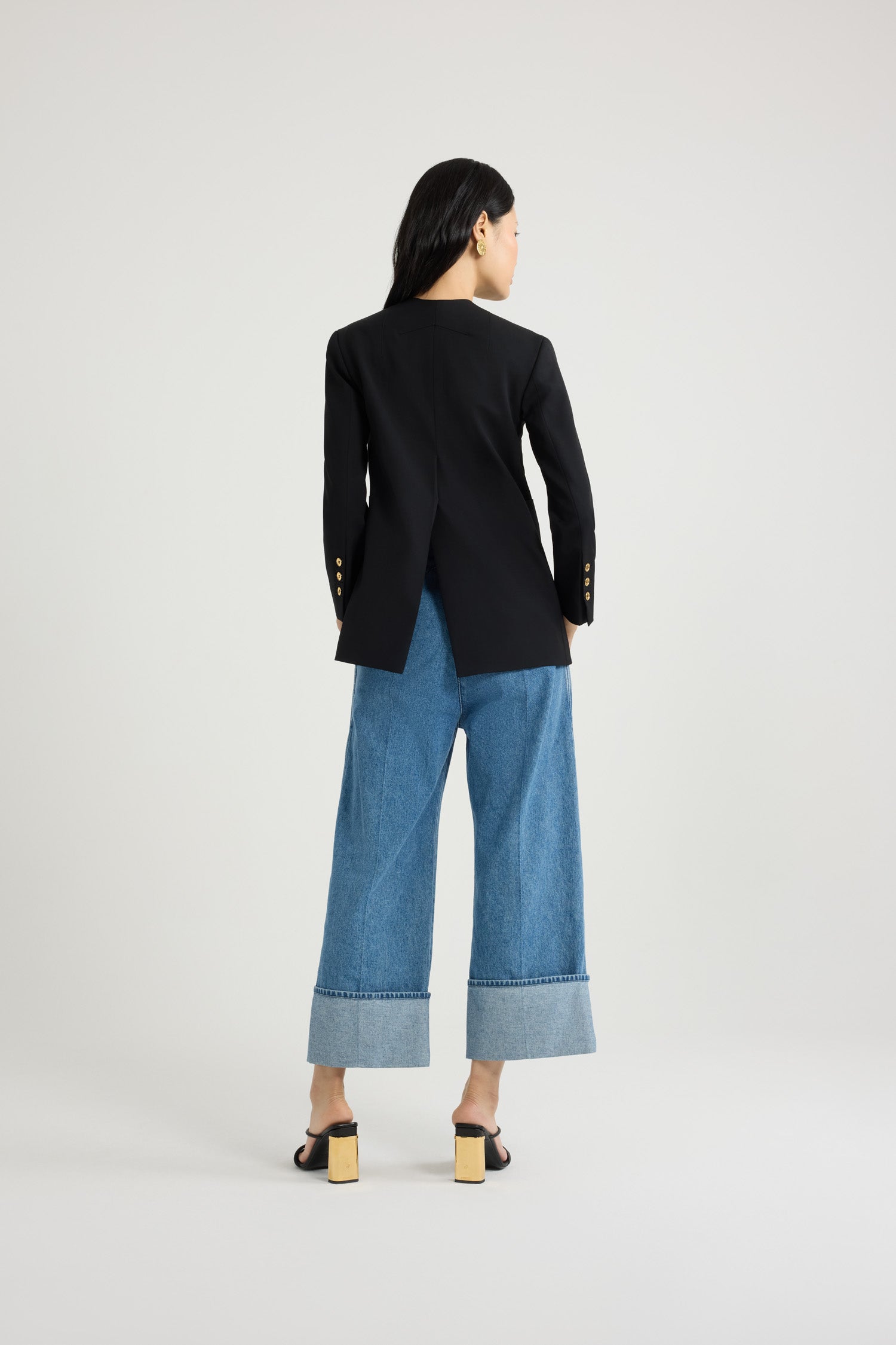Patou P23JA0020103999B veste croisee laine tech Noir