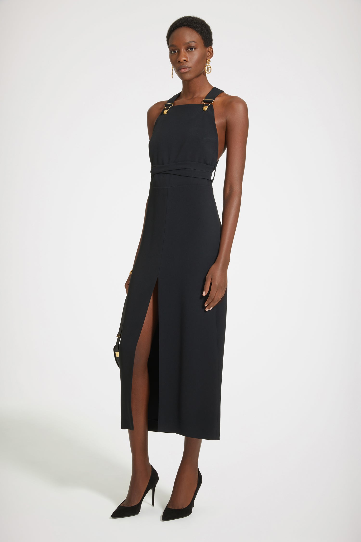 Patou robe DR116 salopette midi noire twill 34-44