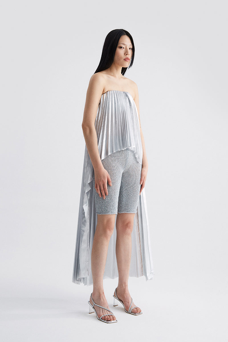ATU Body Couture Armour Top argenté plissé asymétrique