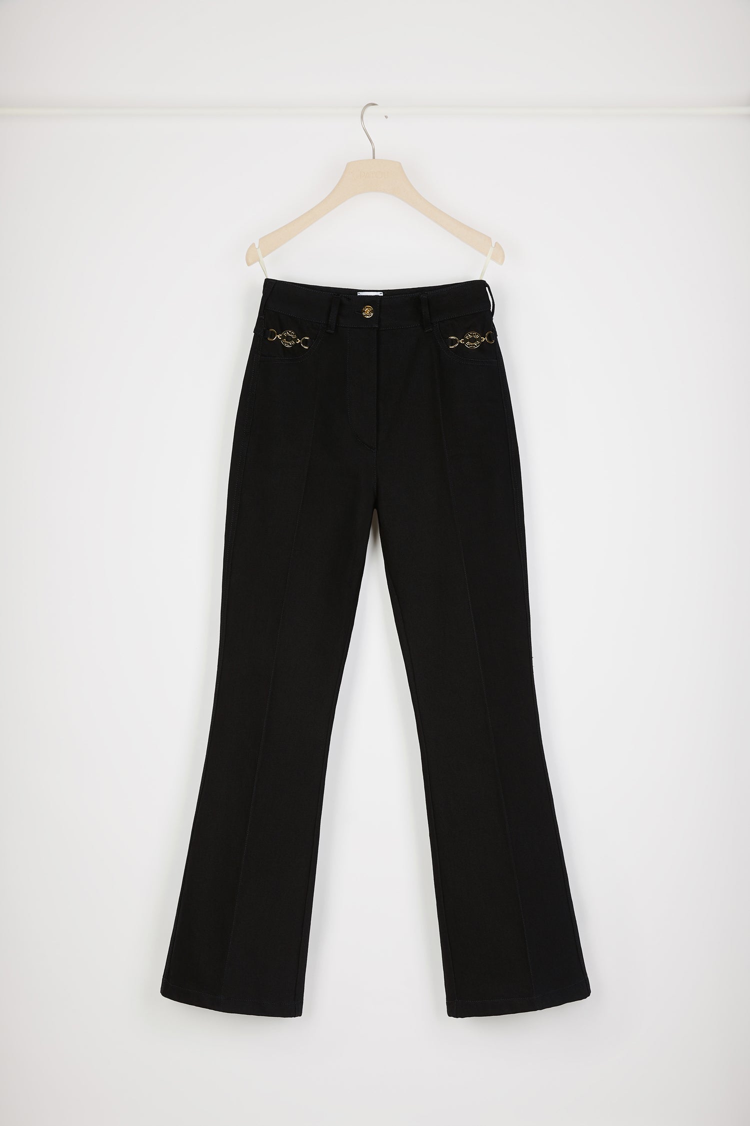 Patou Denim P23TR0300081999B pantalon flare noir coton bio