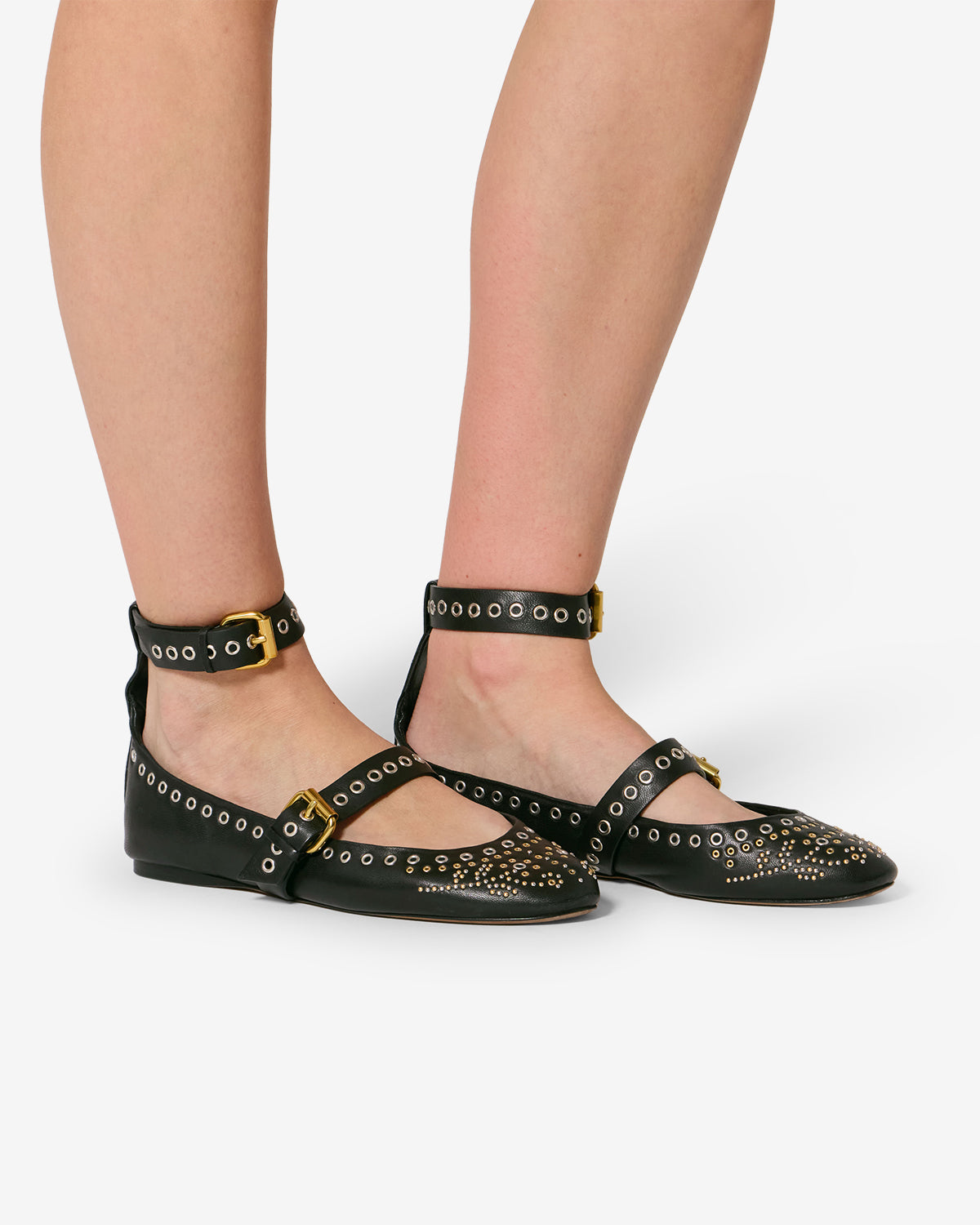 Isabel Marant Ylza ballerines cuir noir cloutées