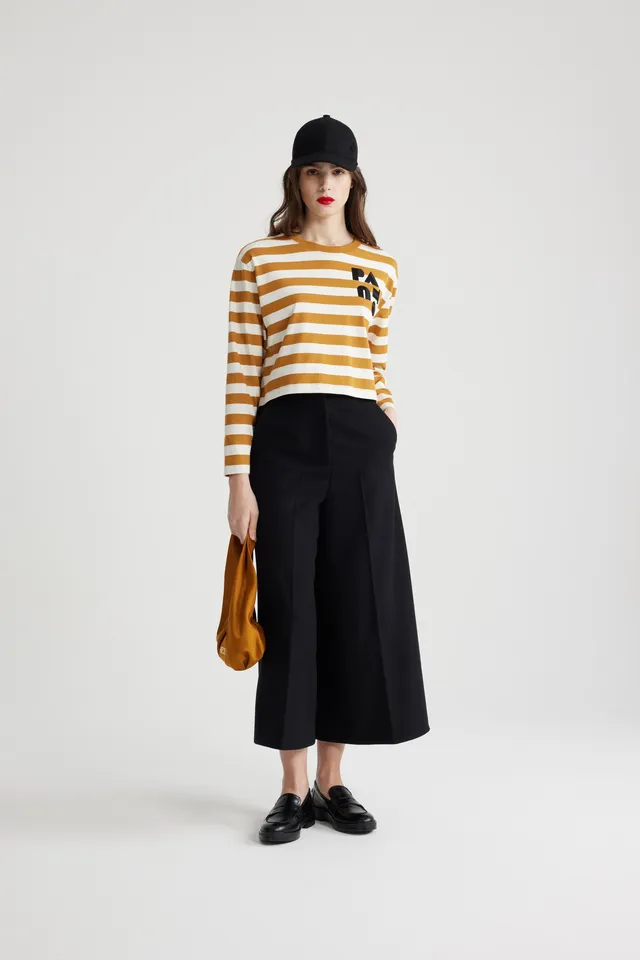 Patou JE123 top marinière cropped beige blanc coton bio