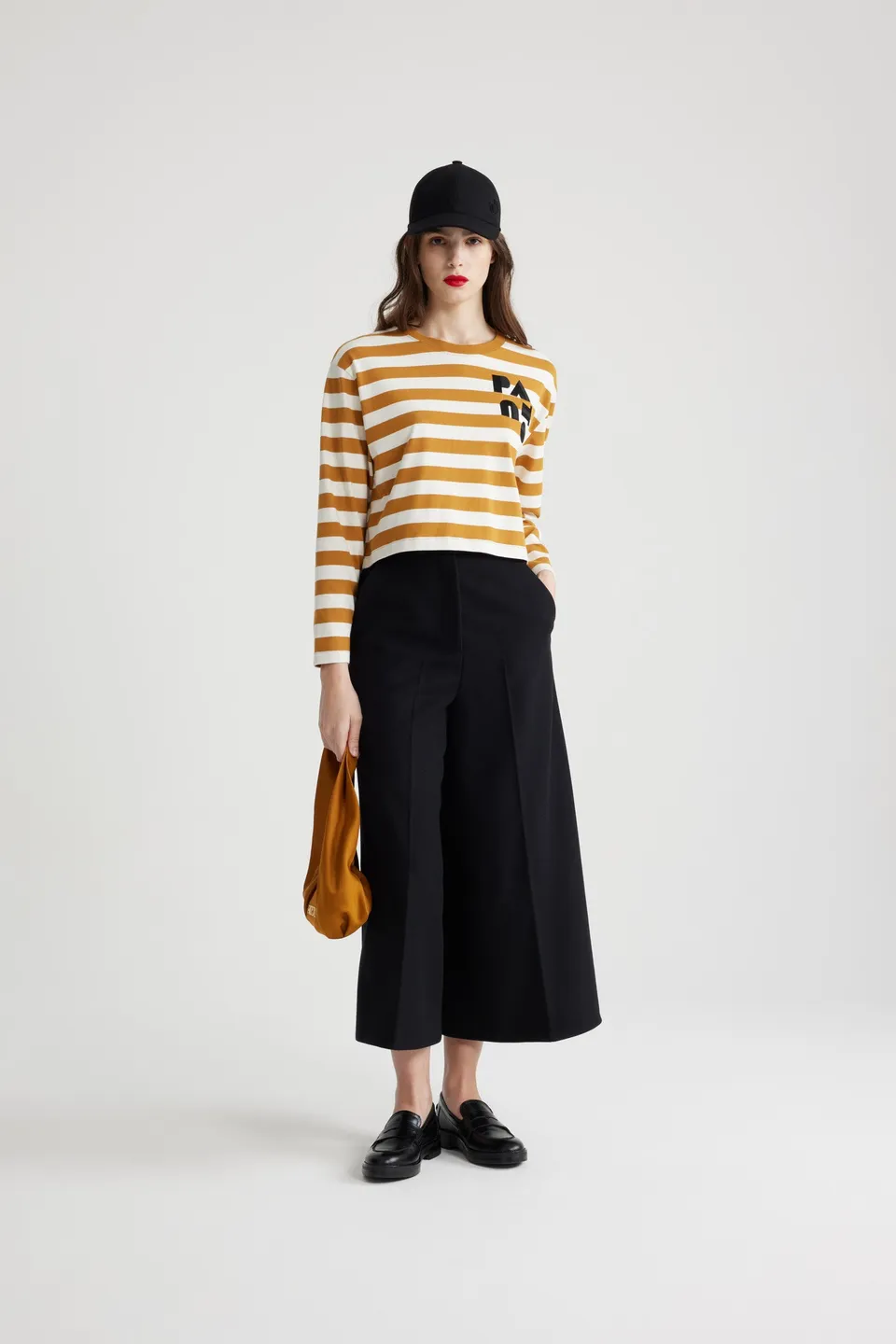 Patou JE123 top marinière cropped beige blanc coton bio