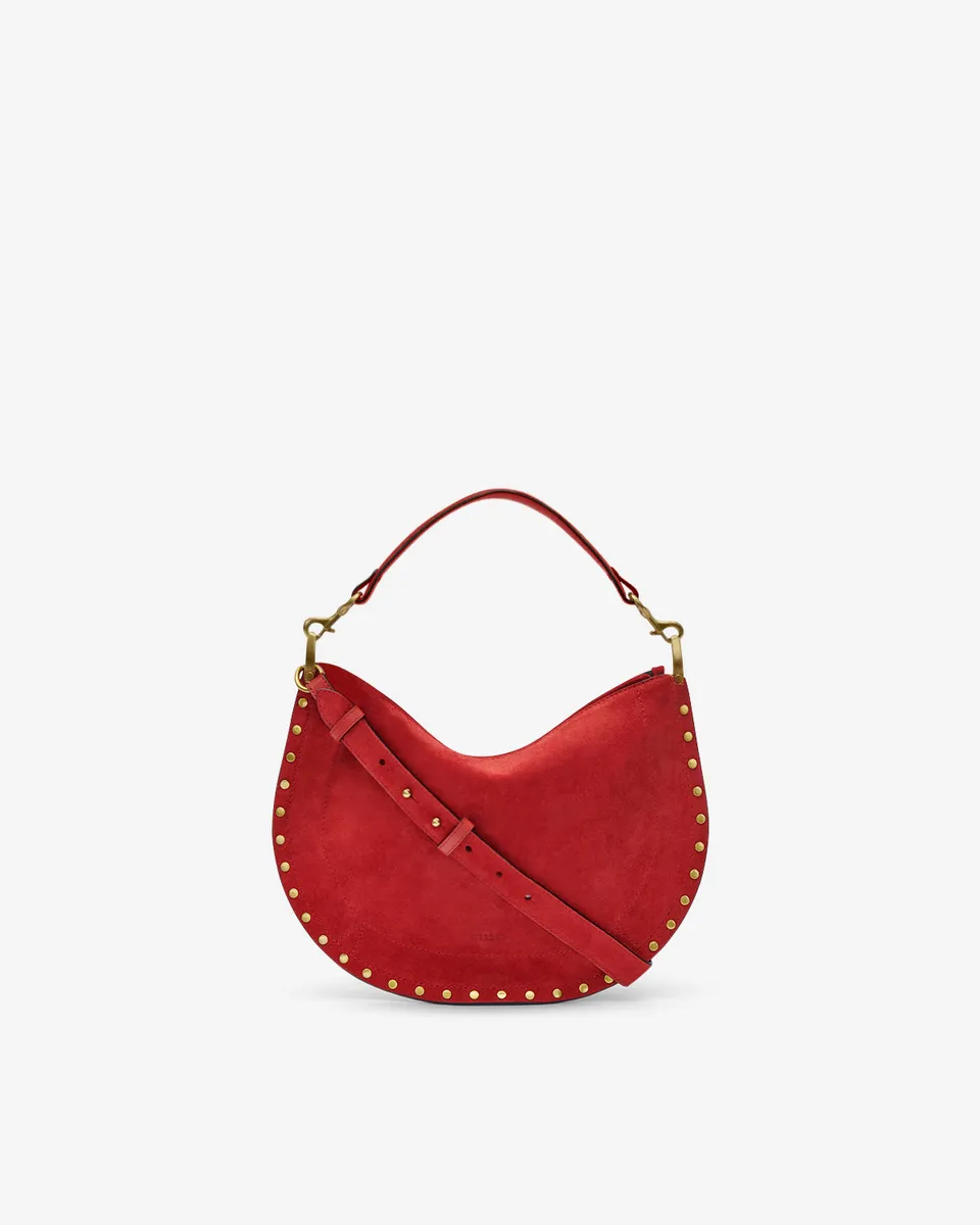 Isabel Marant Oskan Soft Zip sac cuir velours rouge écarlate