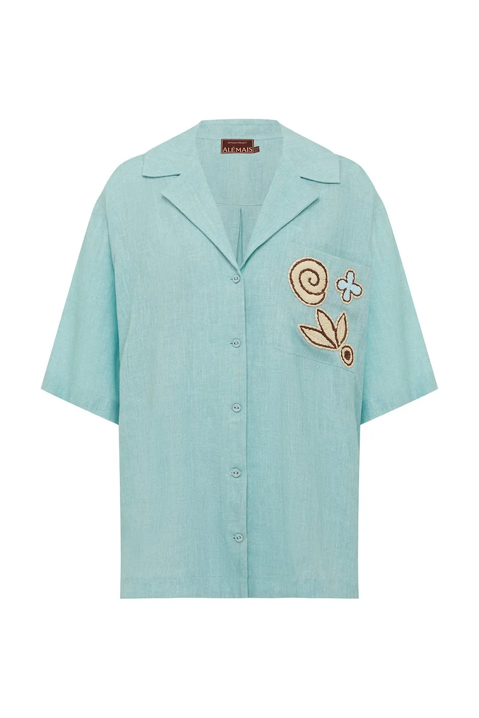 Alemaïs Azar chemise lin brodée raphia taille 6 UK
