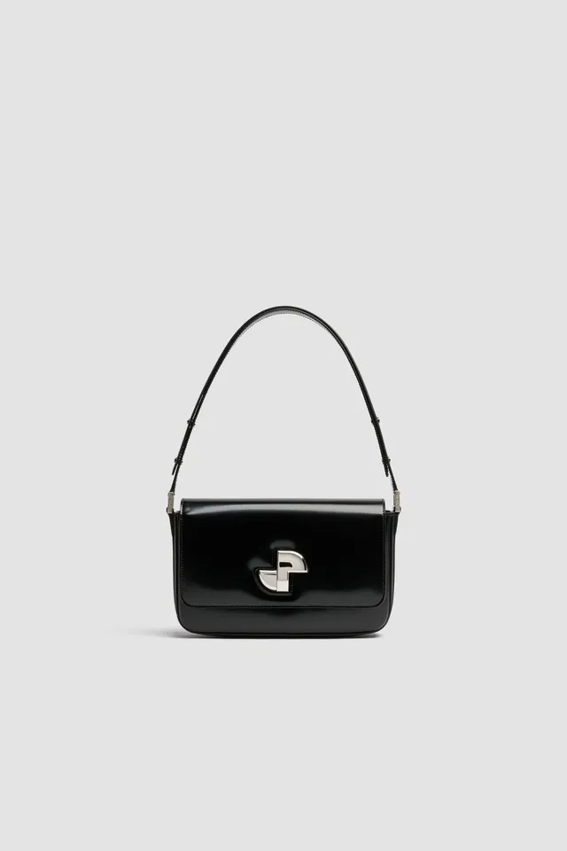 Patou Classic Lock BA017 sac cuir noir TU vernis