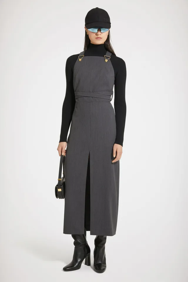 Patou H23DR1160103959A robe midi anthracite laine