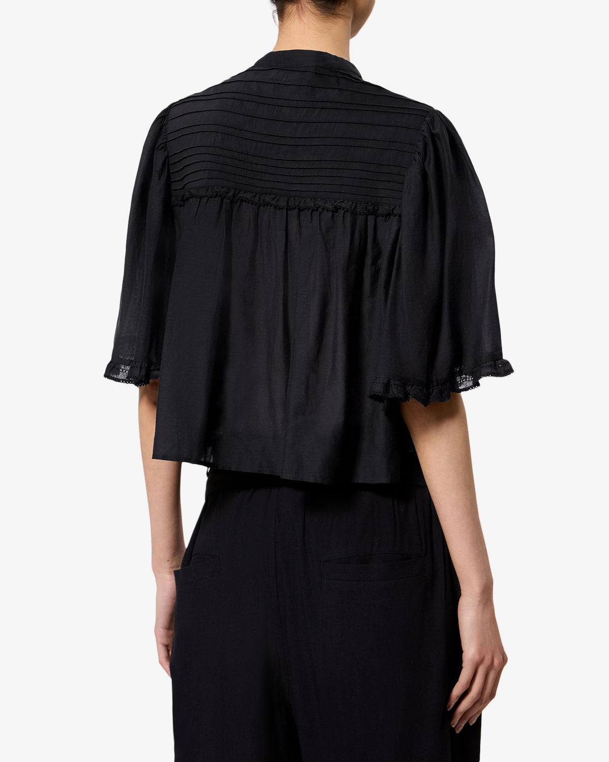 Isabel Marant Douna blouse voile coton noir dentelle