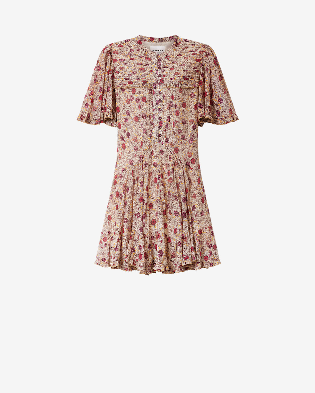 Isabel Marant Daynia Robe voile coton écru-framboise