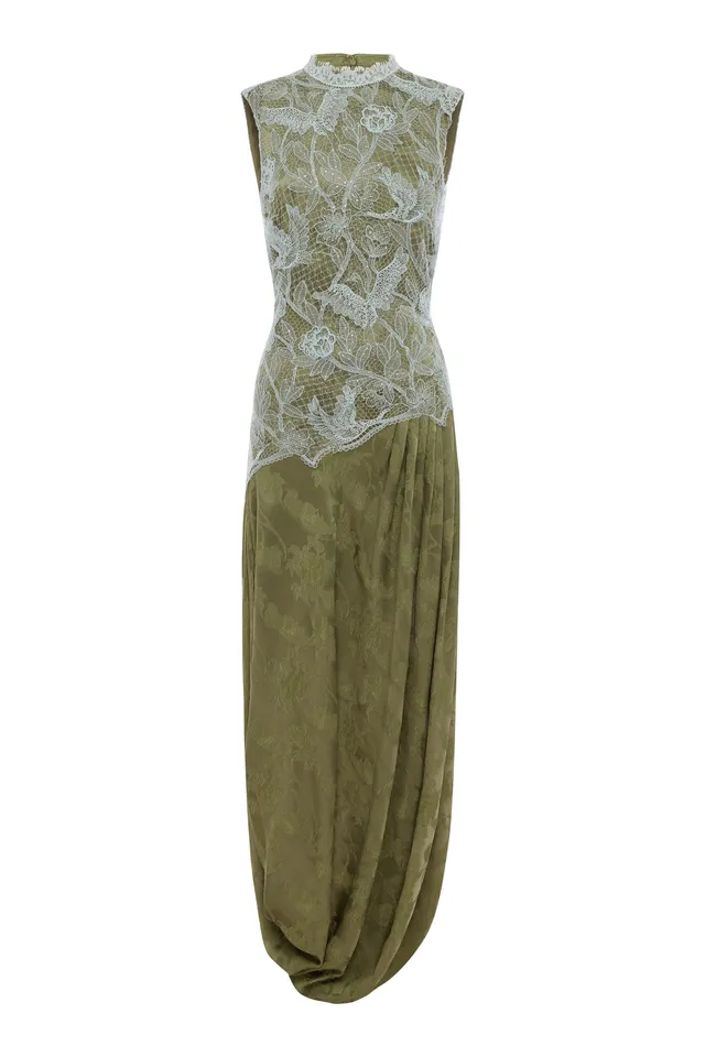 Alemaïs Winifred Lace Midi Dress robe dentelle col montant