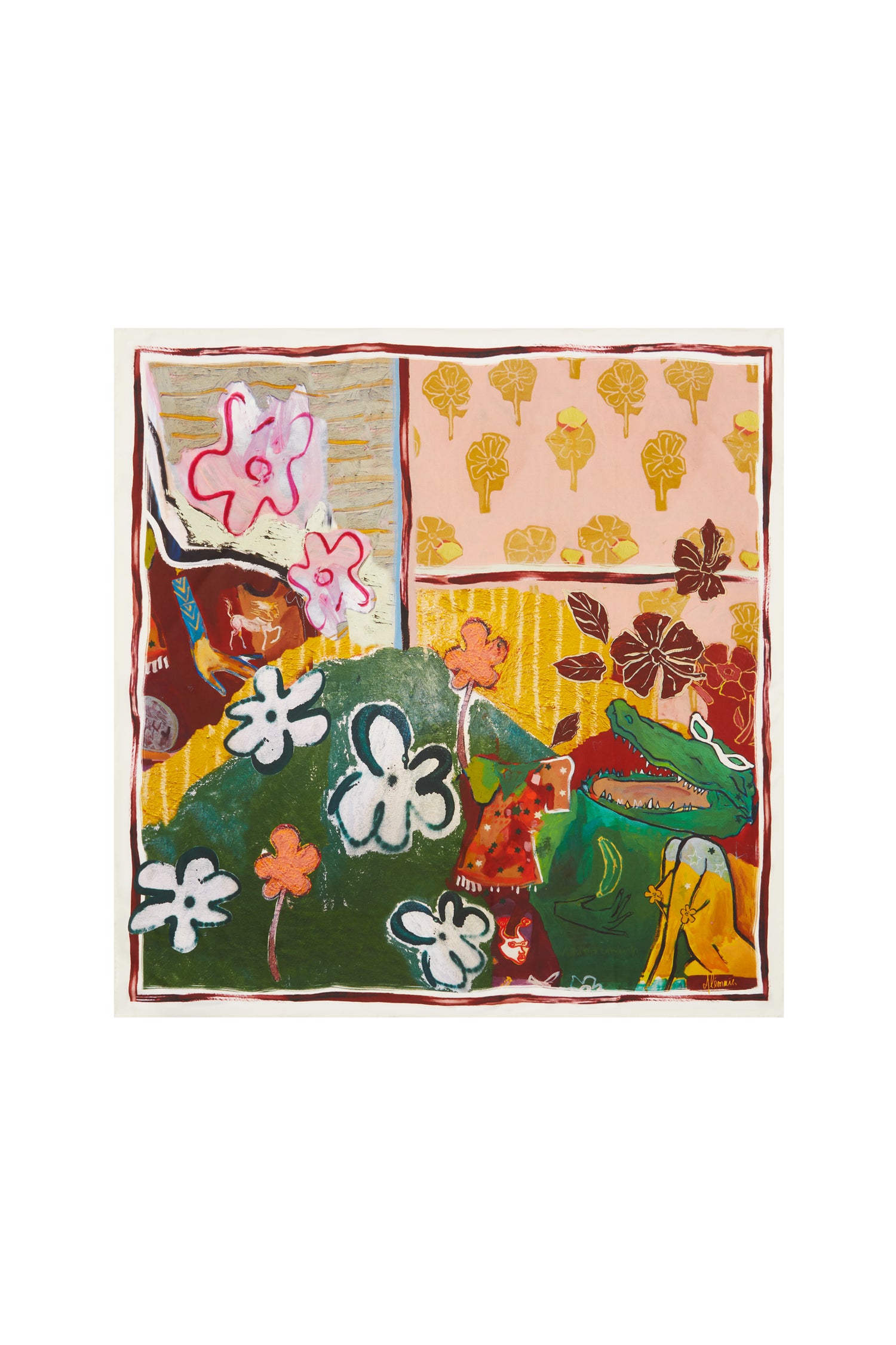 Alemäis Mlak Silk Scarf foulard soie imprimé carré