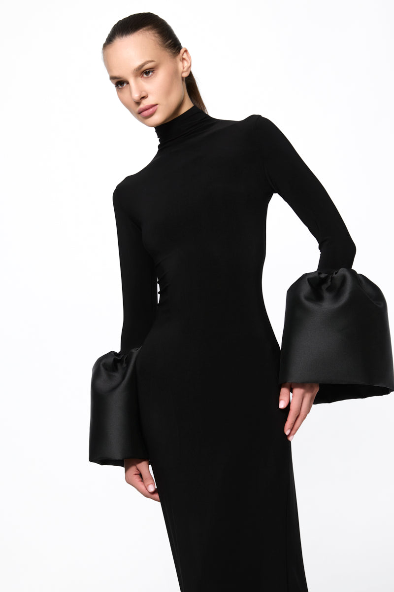 ATU Body Couture Midi robe midi taffetas col haut taille S