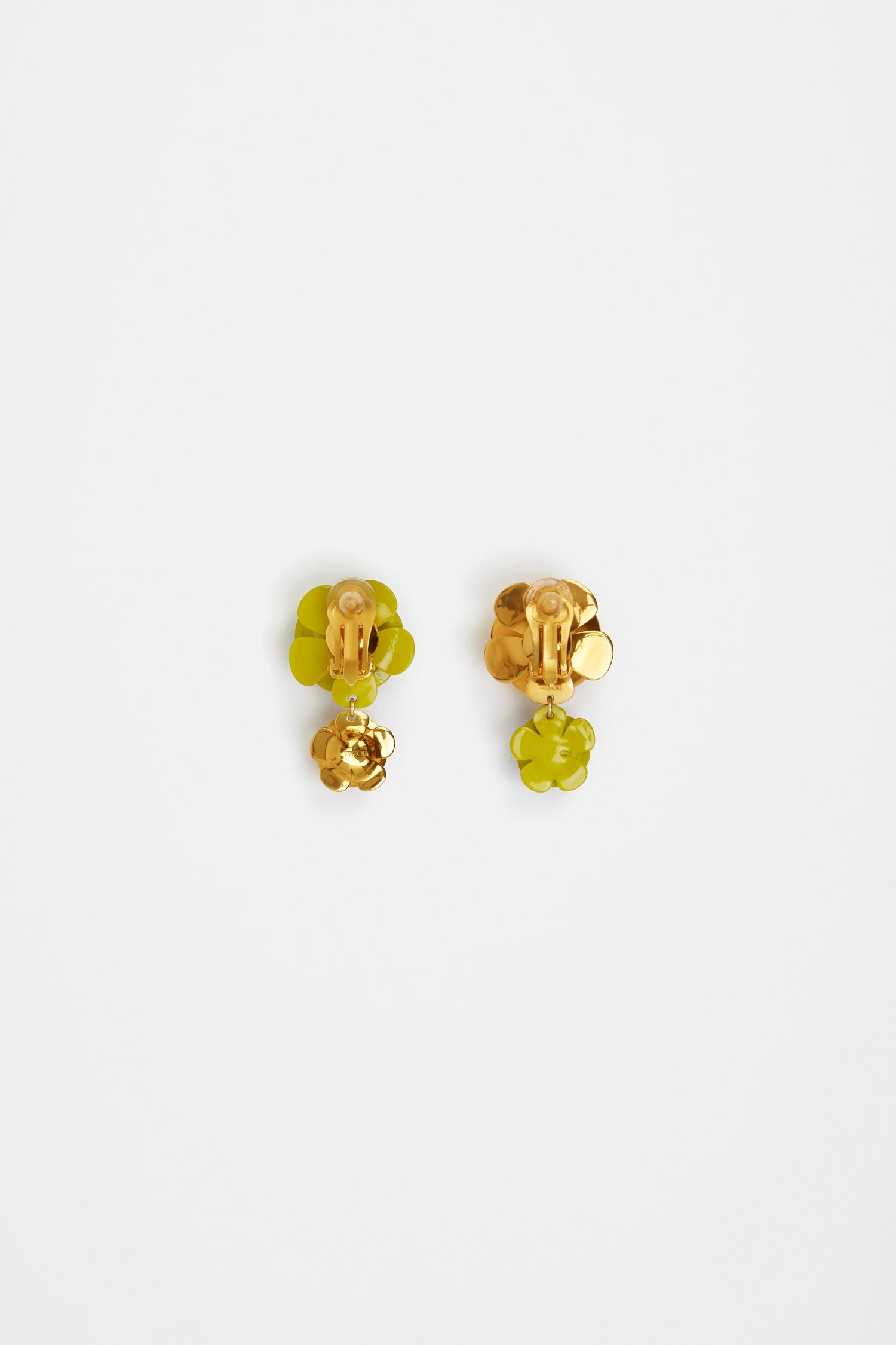 Patou JW088 boucles d'oreilles double fleurs absinthe TU laiton