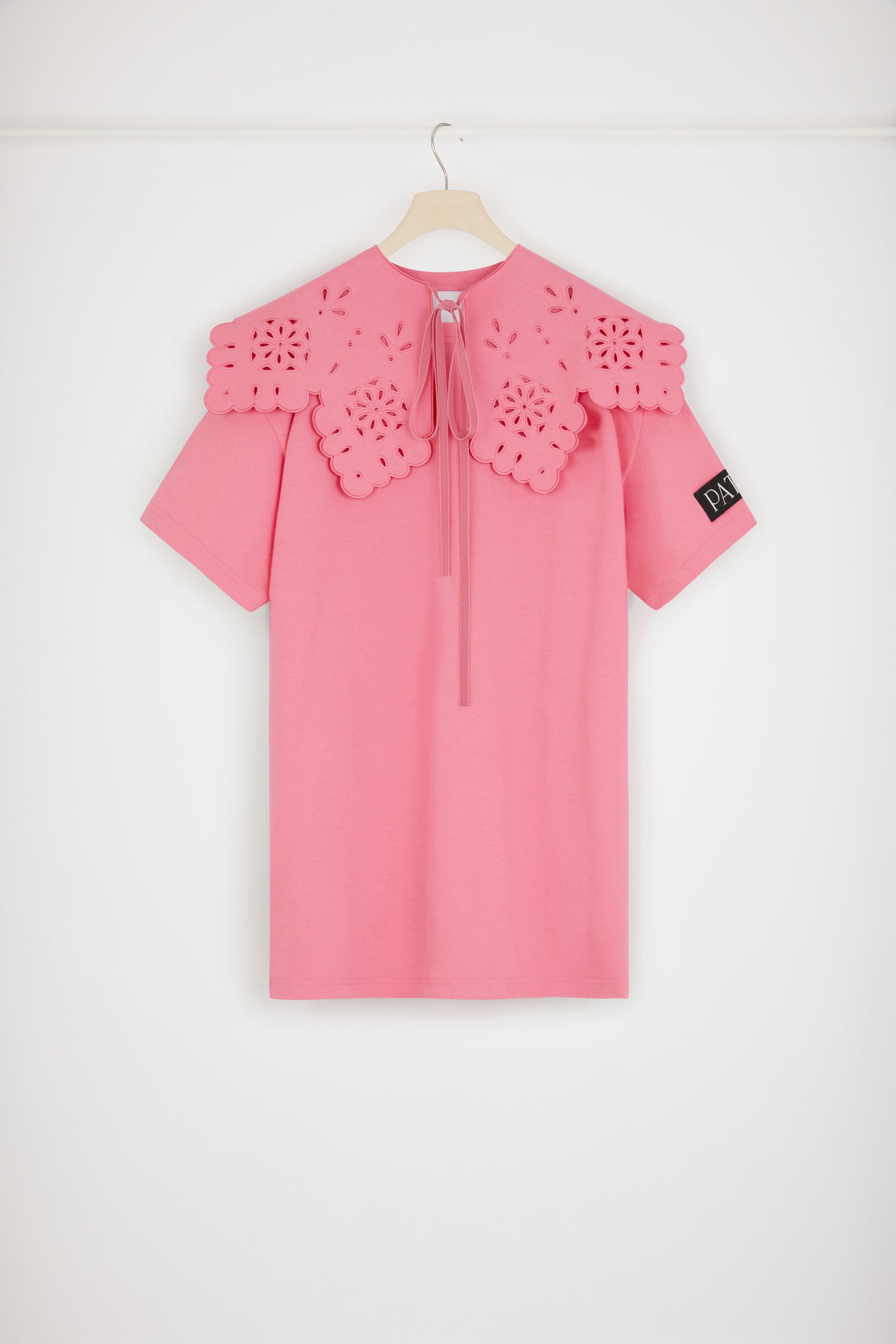 Patou JE057 robe t-shirt coton bio rose col amovible