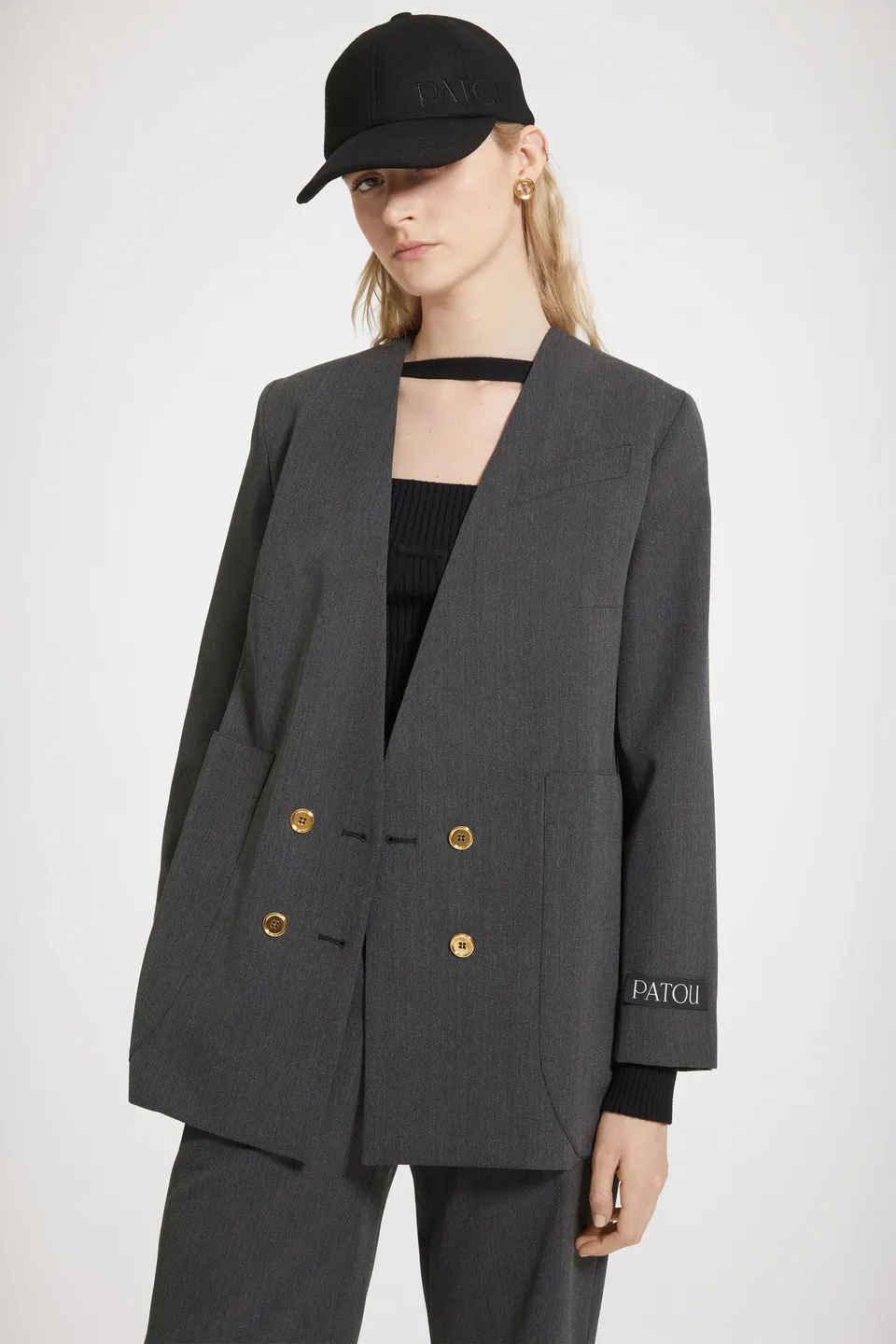 Patou H23JA0020103959A veste croisée anthracite laine 34-44