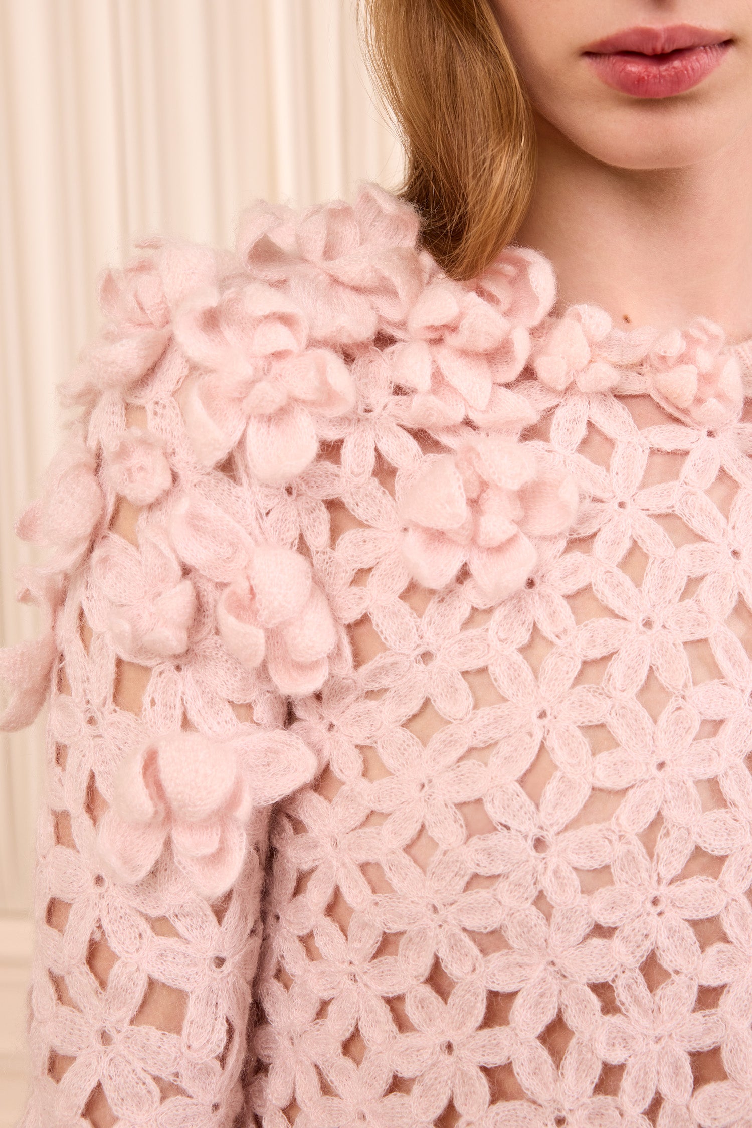 Ulla Johnson Bendetta FA260730 pull crochet Powder rose