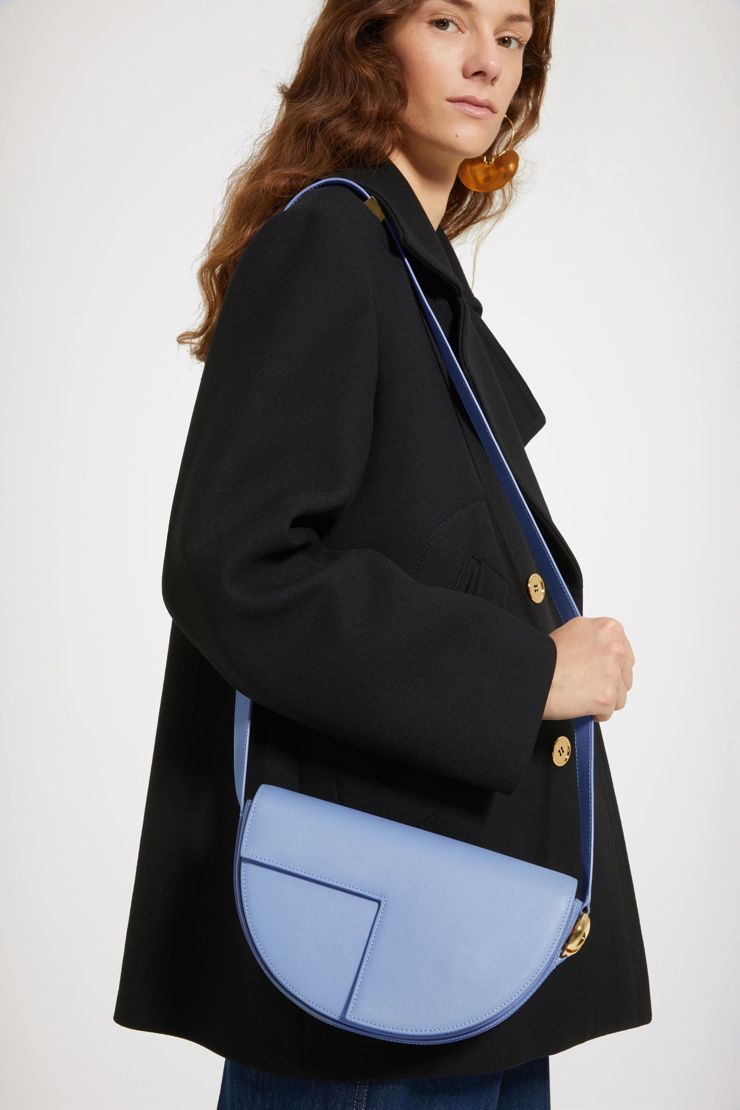 Patou BA001 sac main cuir bleu alaska blue