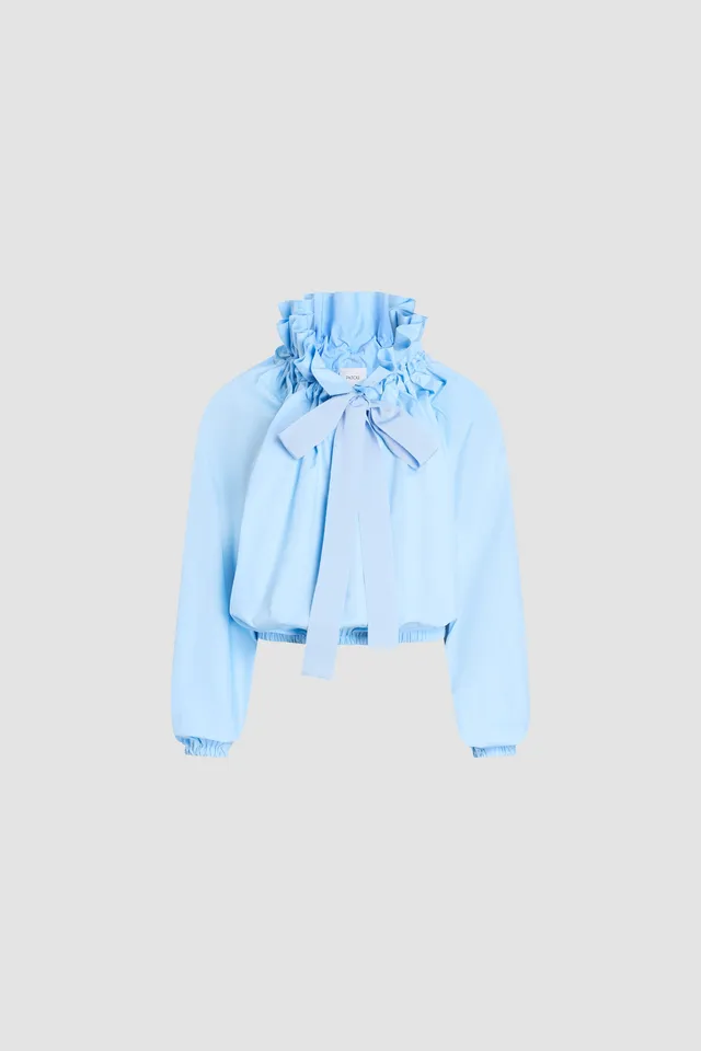 Patou P26TO0170017662B top bleu riviera coton volumineux