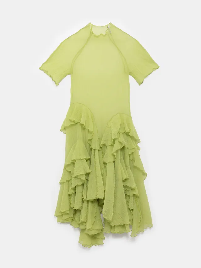 Ester Manas Pistachio Crumpled Spiral Maxi Dress robe vert