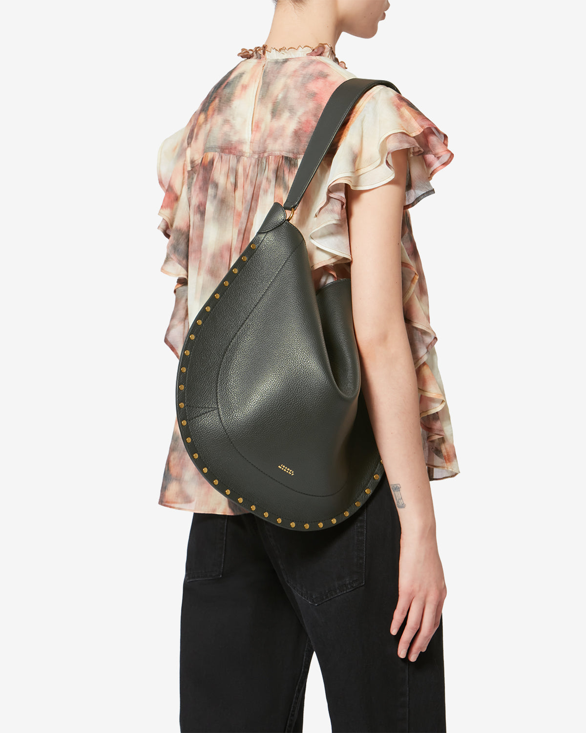 Isabel Marant Oskan Hobo Soft sac cuir noir 36x42cm