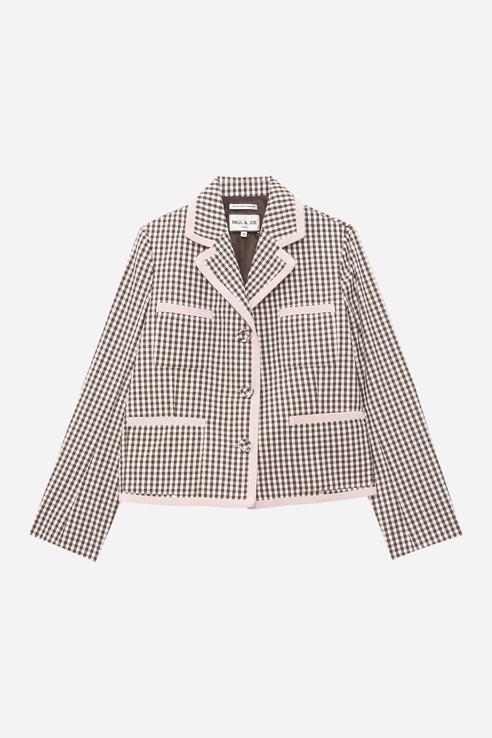Paul & Joe Mona veste courte coton vichy marron rose