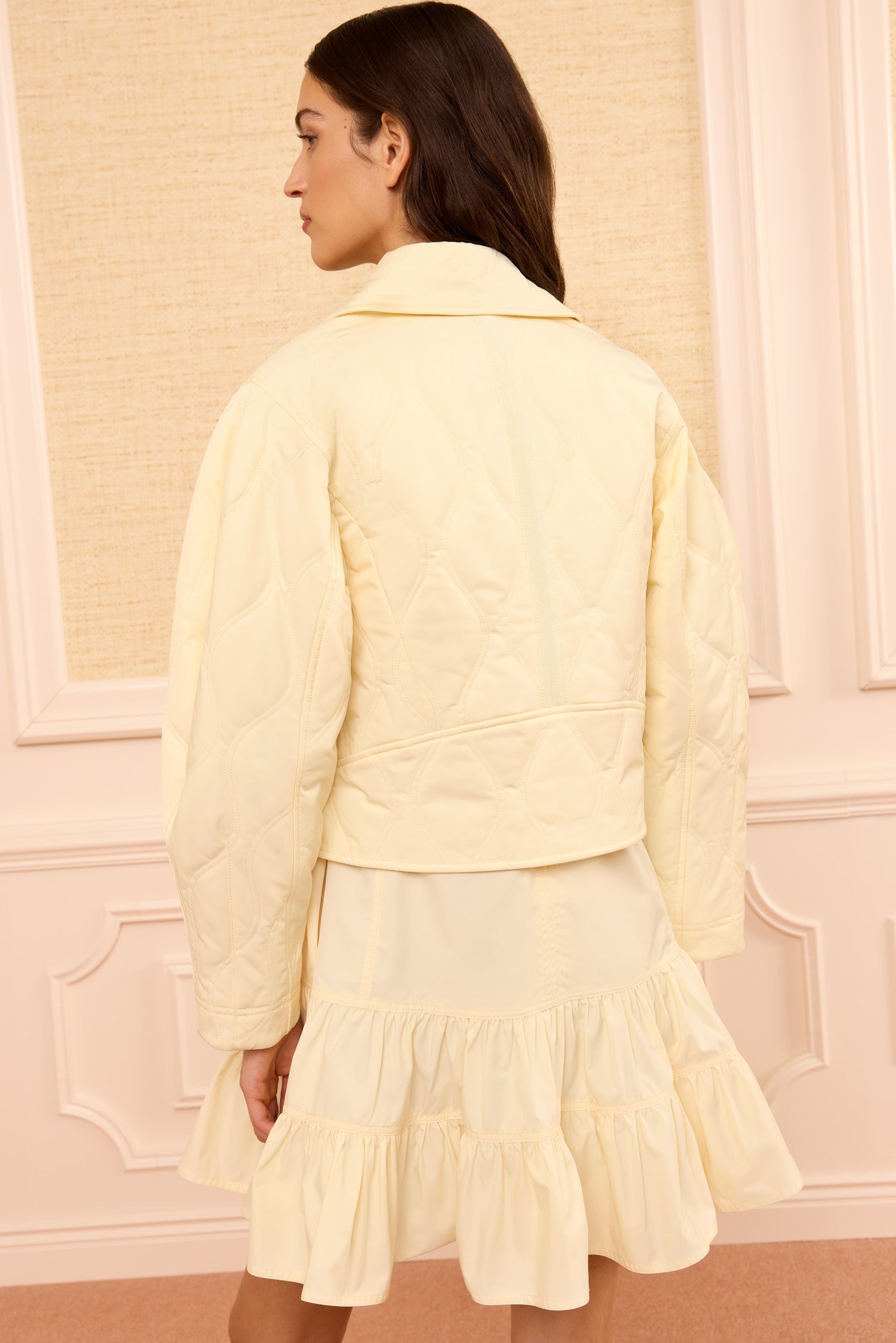 Ulla Johnson Leonie veste matelassée Butter jaune cropped