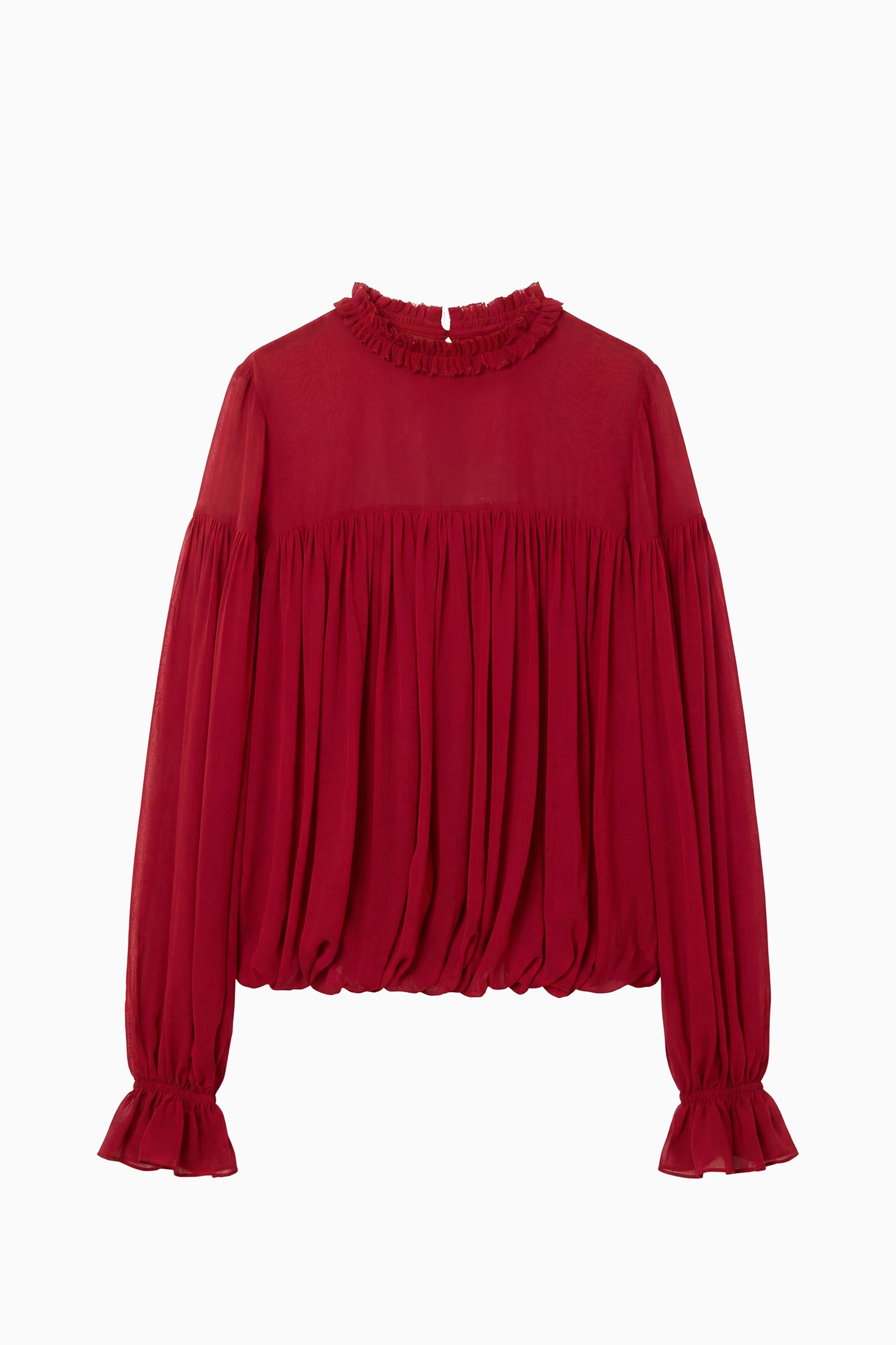 Ulla Johnson Pearl FA260214 blouse soie cerise manches longues