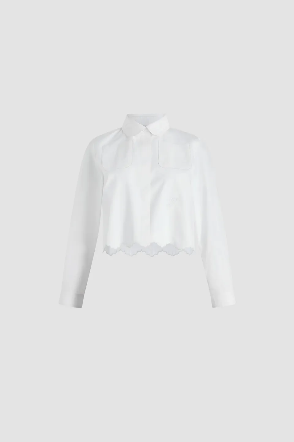 Patou BL038 chemise popeline coton blanc crop festonnée