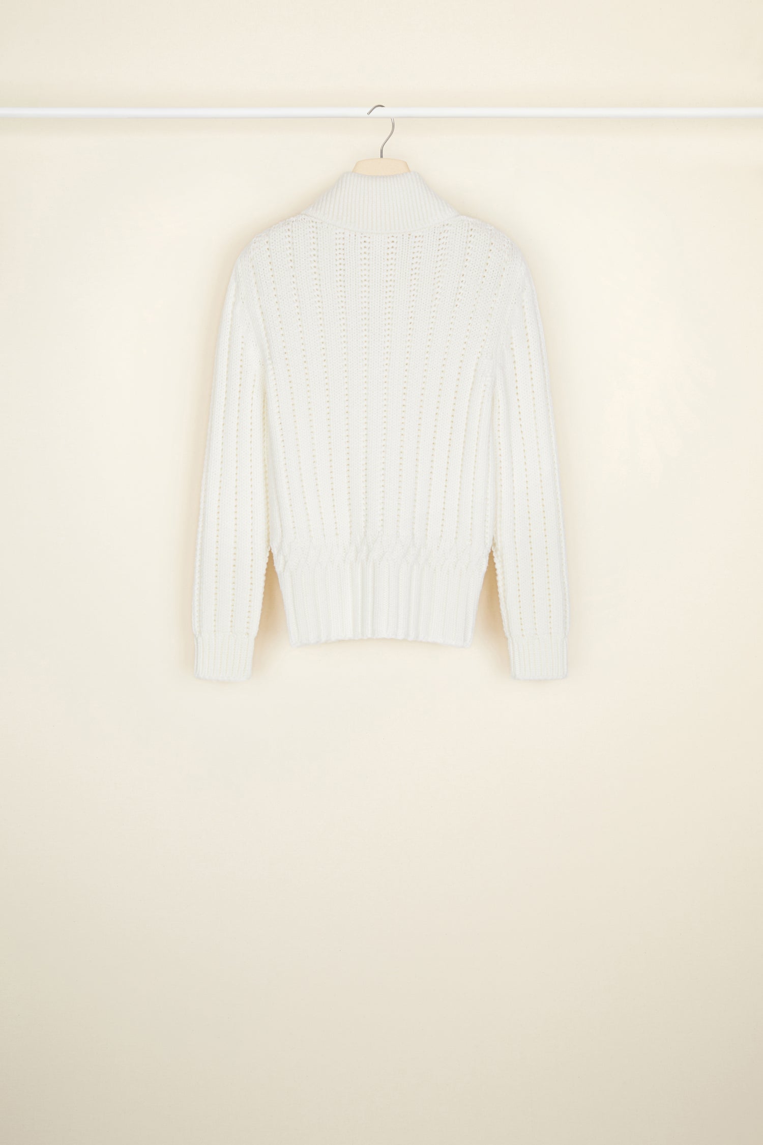 Patou zip cardigan gilet maille blanche côtelée XS-XL