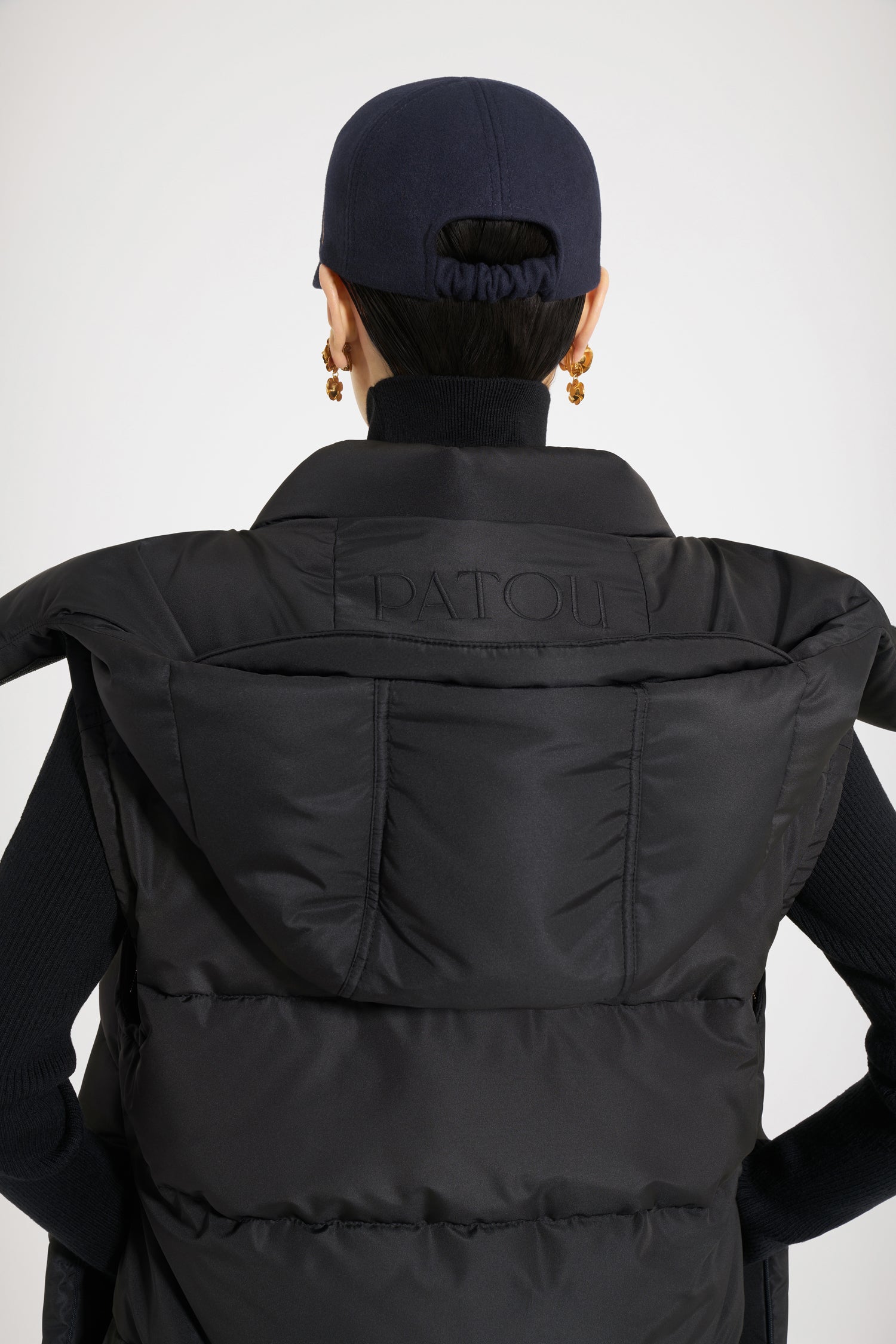 Patou OU015 parka doudoune noire manches amovibles