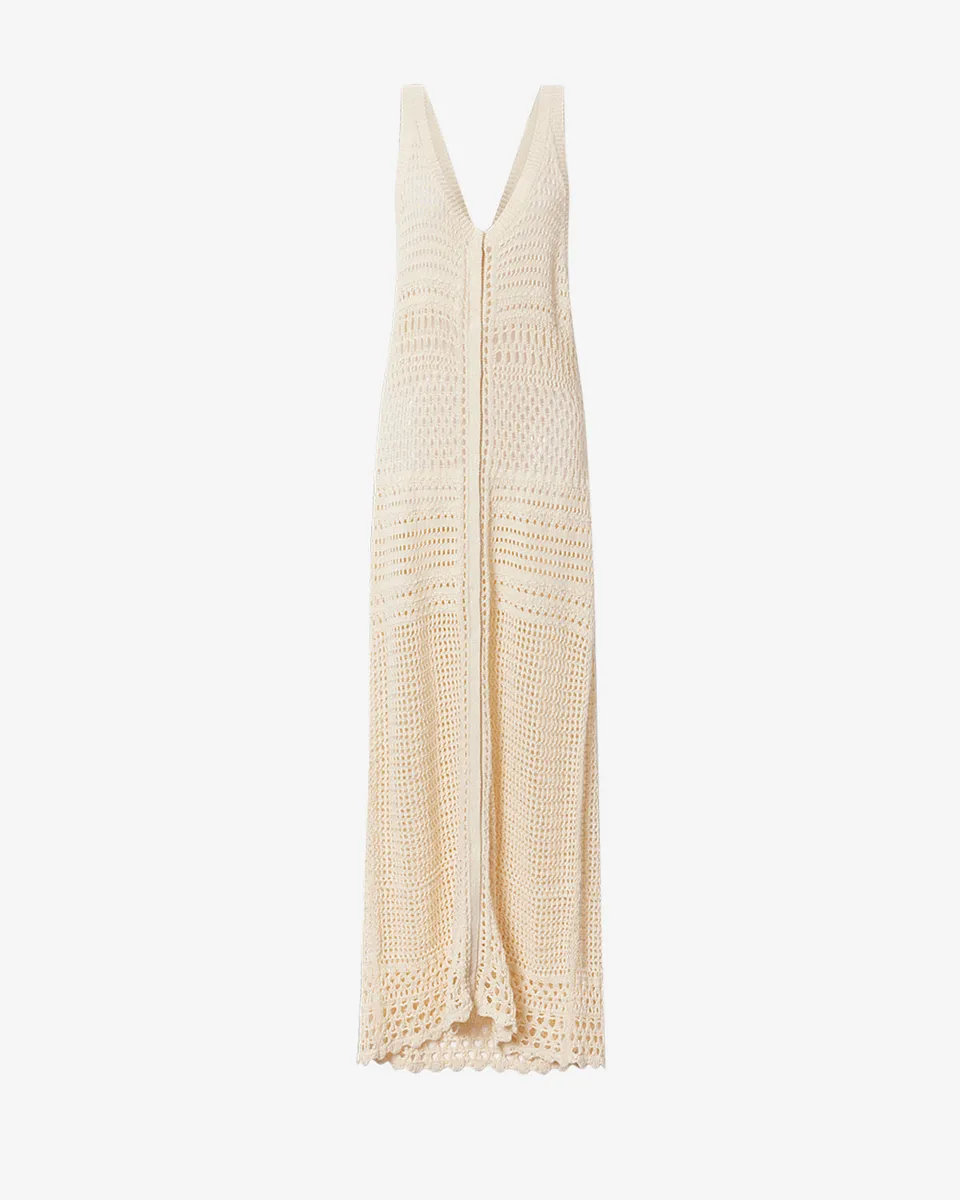Isabel Marant Zaro robe écru crochet coton lin