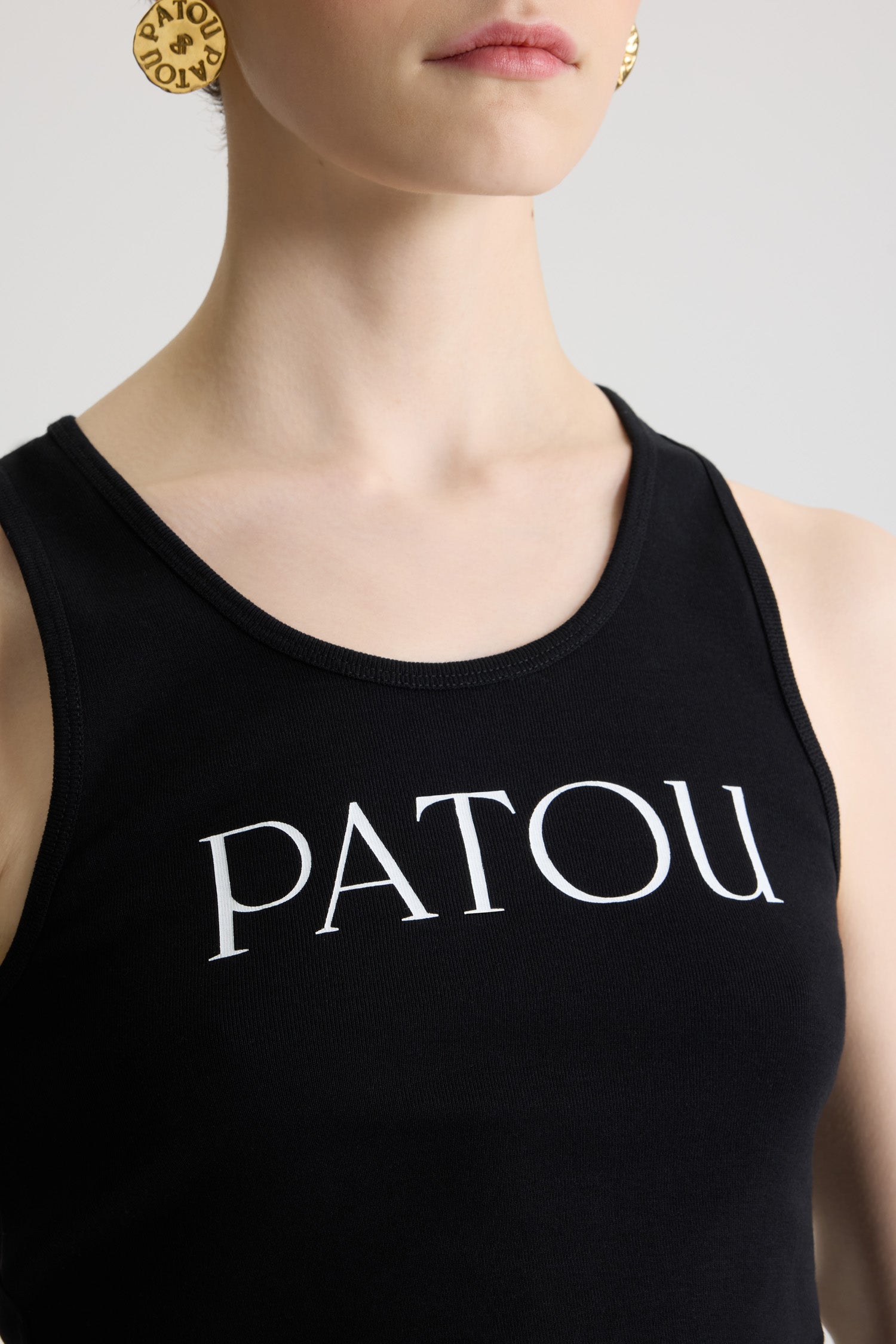 Patou JE015 débardeur coton bio noir logo