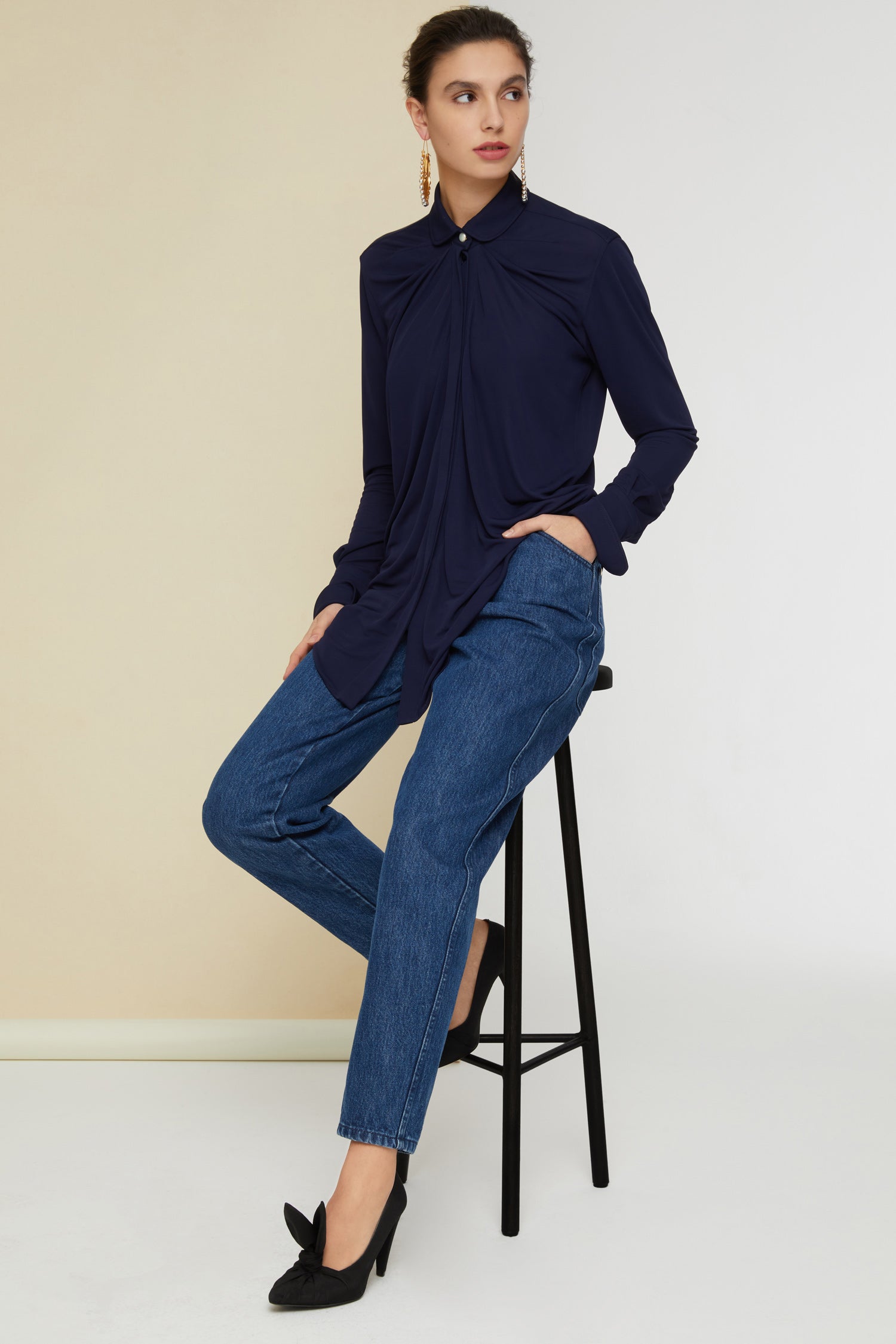 Patou Tops Shirts BL010 chemisier bleu encre taille 34