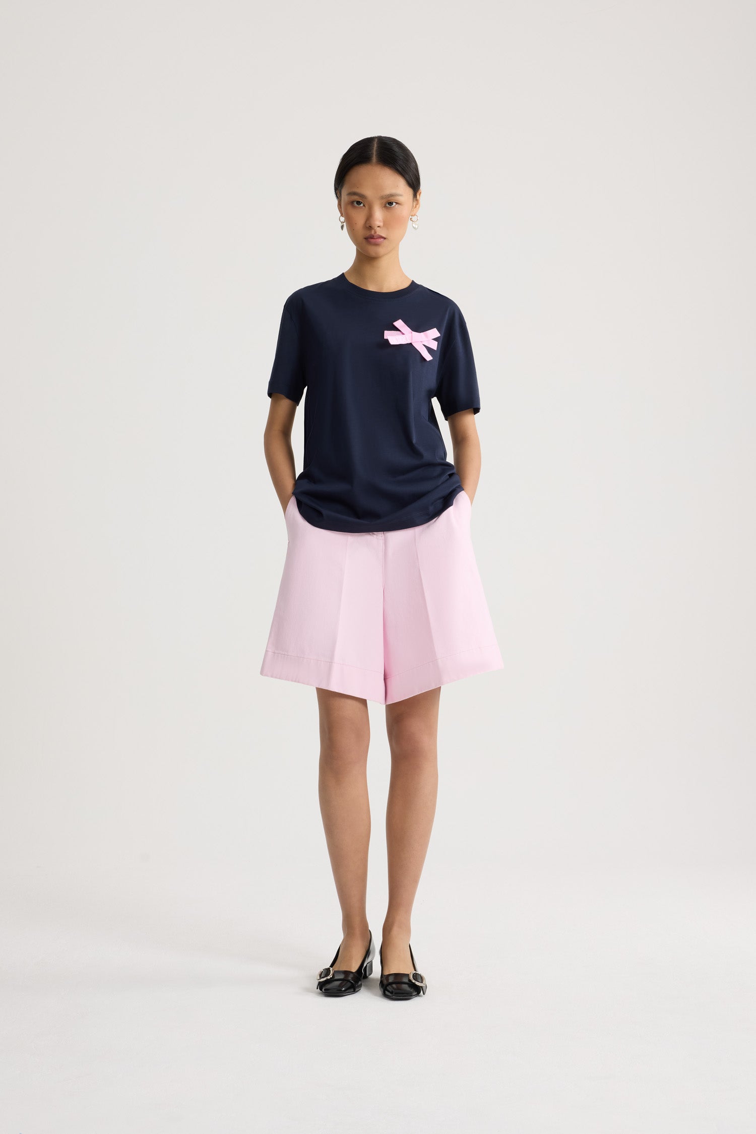 Patou JE185 t-shirt coton bio bleu nœud rose