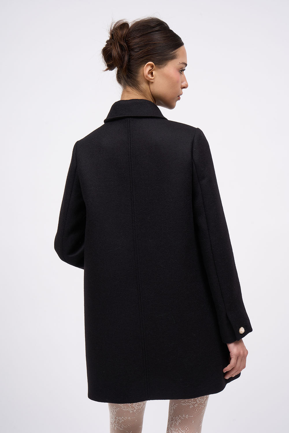 Paul & Joe Manteau feutre laine vierge GUIMET noir doublé