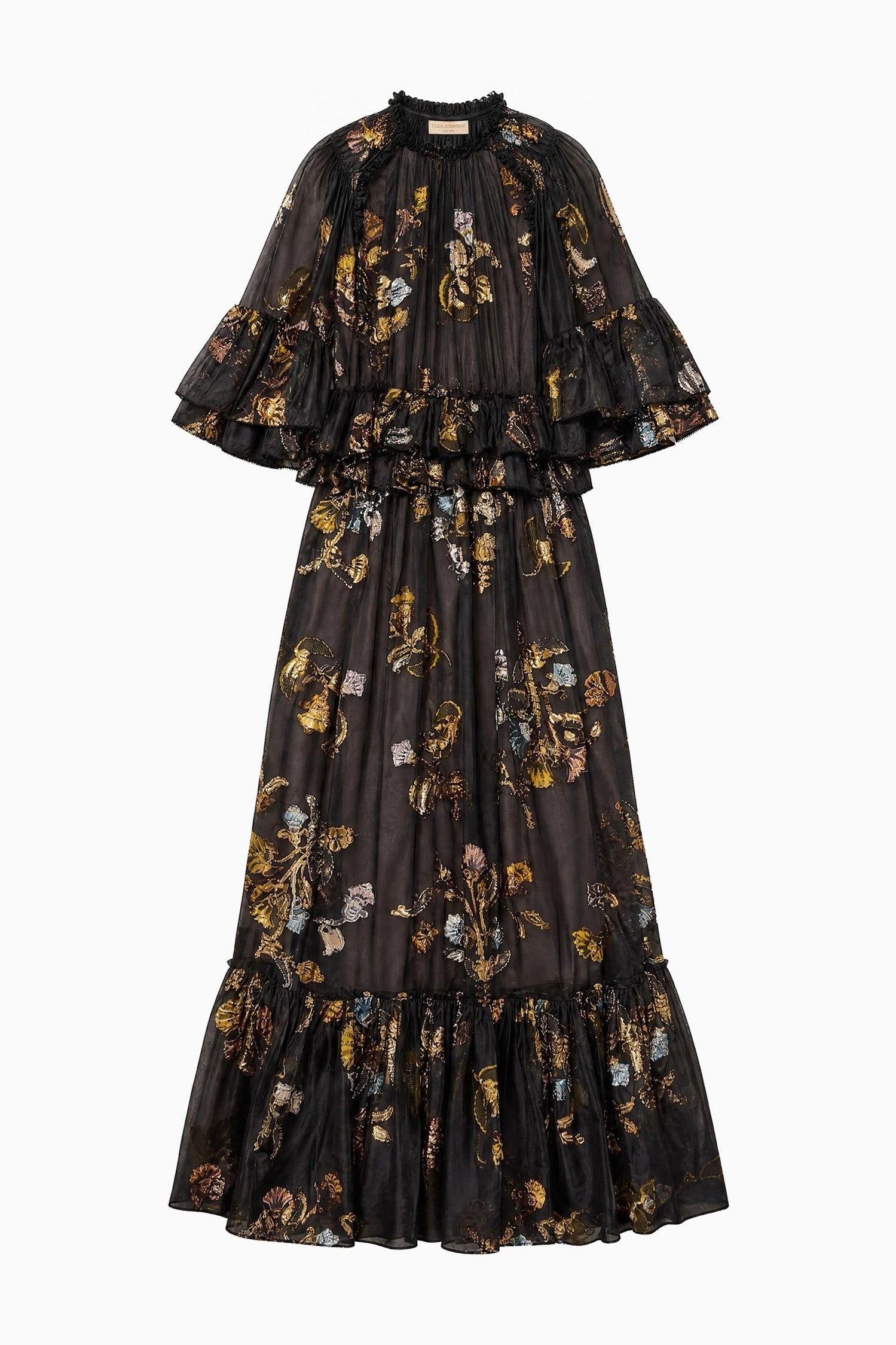 Ulla Johnson Dresses Diann Ruffled Silk Gown Raven noir soie