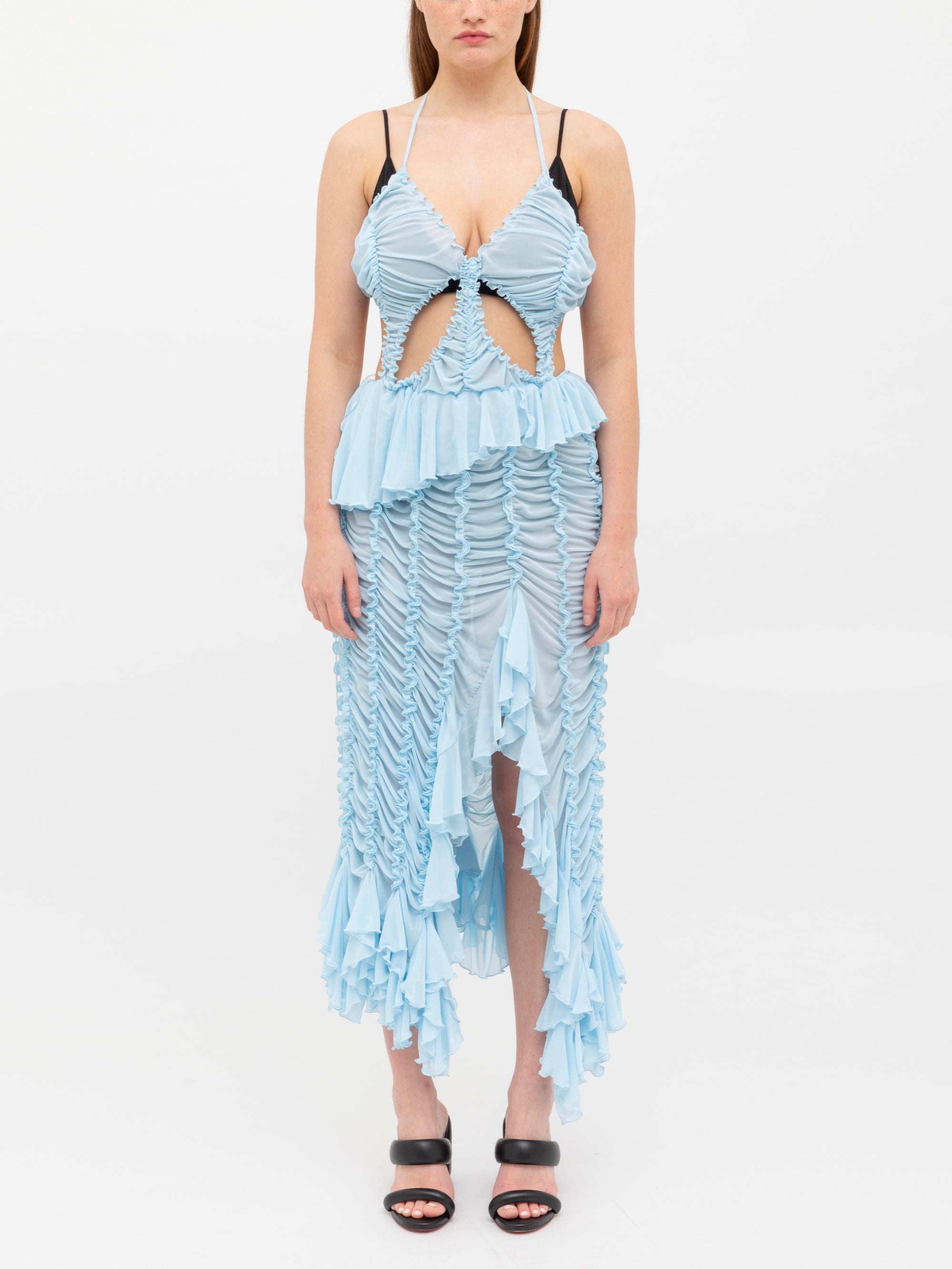 Ester Manas Butterfly Ruched Dress robe bleue 34/44 froncée