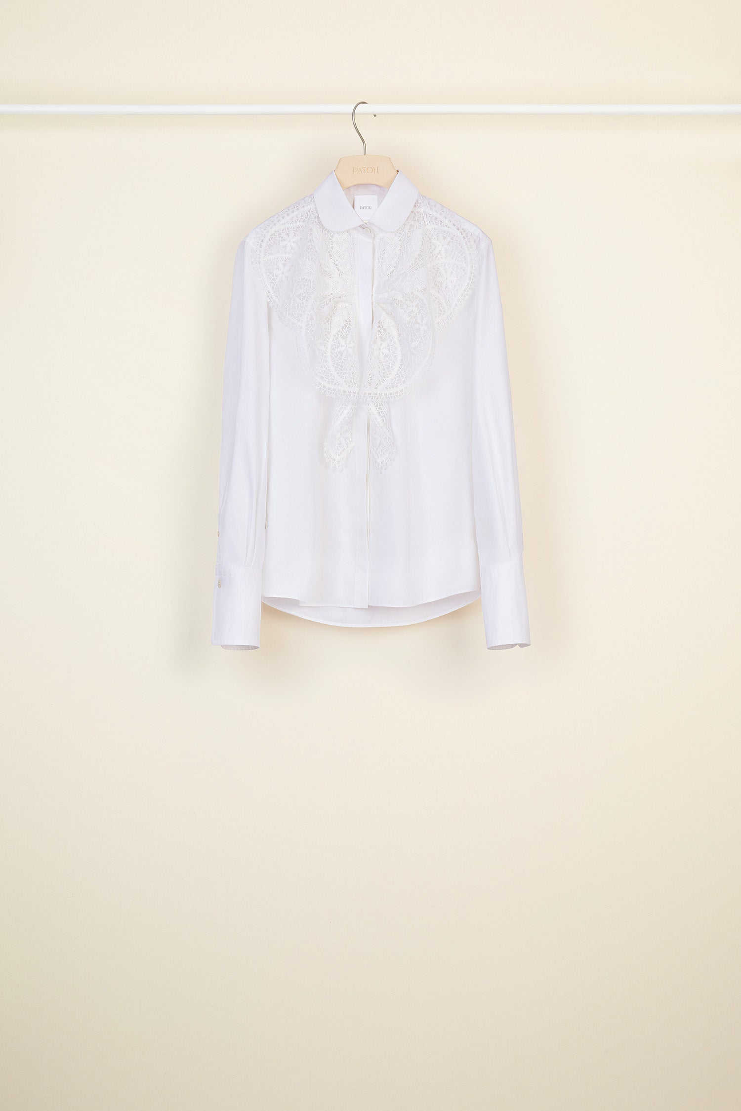 Patou H20BL0080017001W chemise blanche plastron dentelle guipure