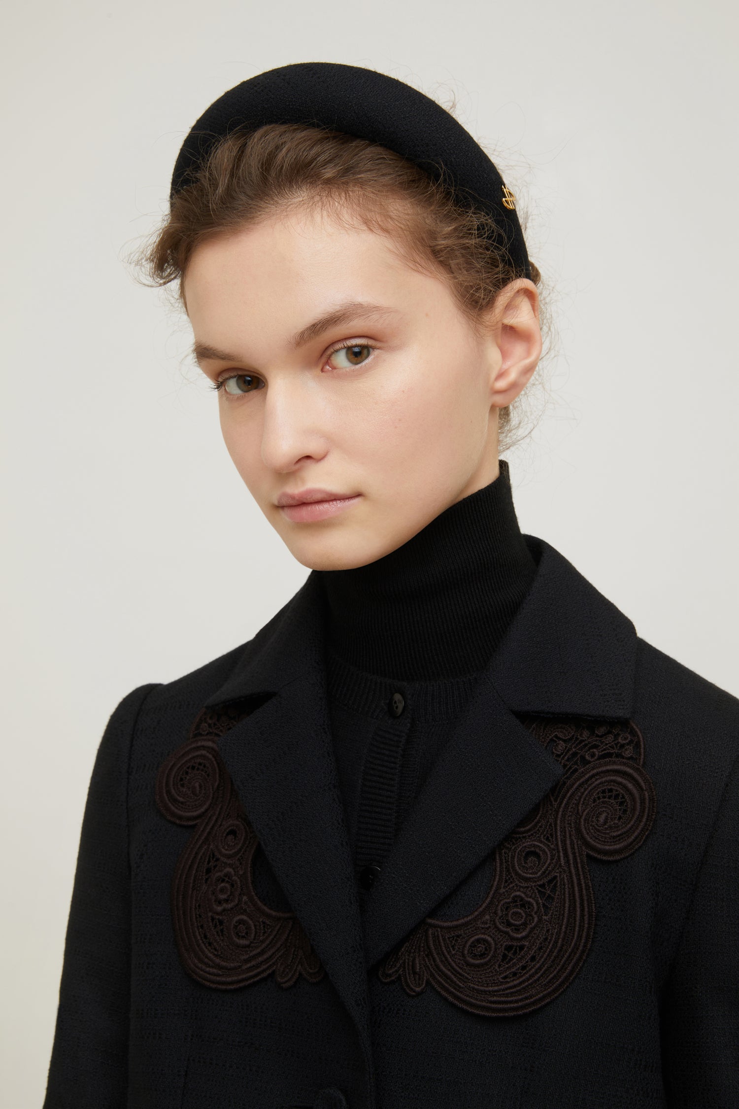 Patou serre-tête matelassé AC019 tweed bio noir TU