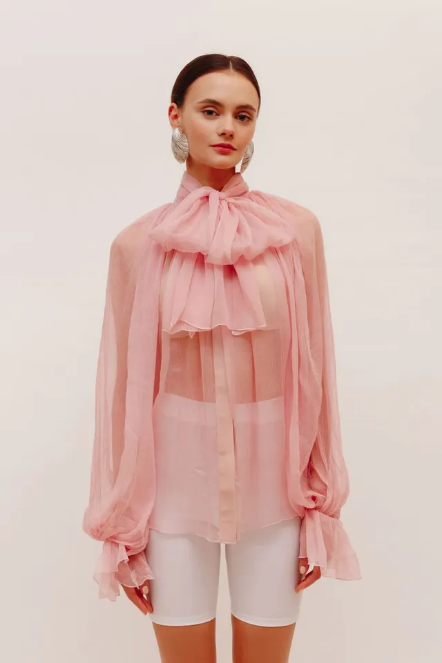 ATU Body Couture Powder Rose Chiffon Shirt chemise soie