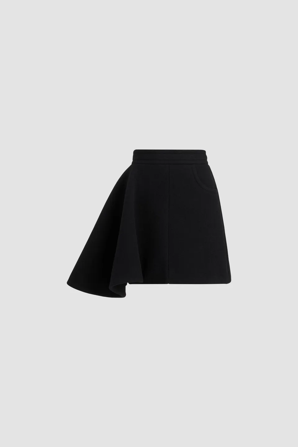 Patou SK089 mini jupe noire laine asymétrique