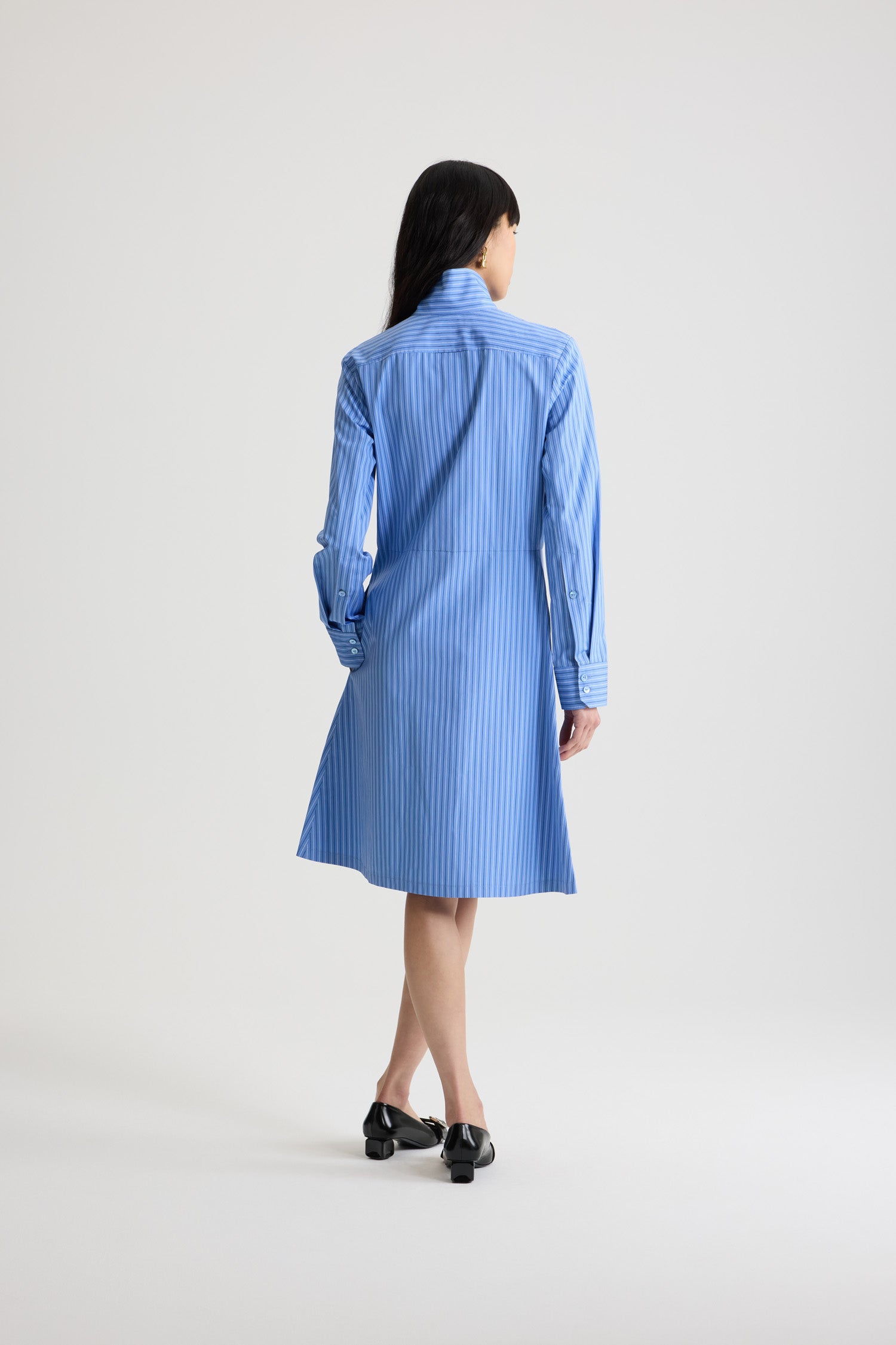 Patou DR192 robe chemise bleue rayures coton bio