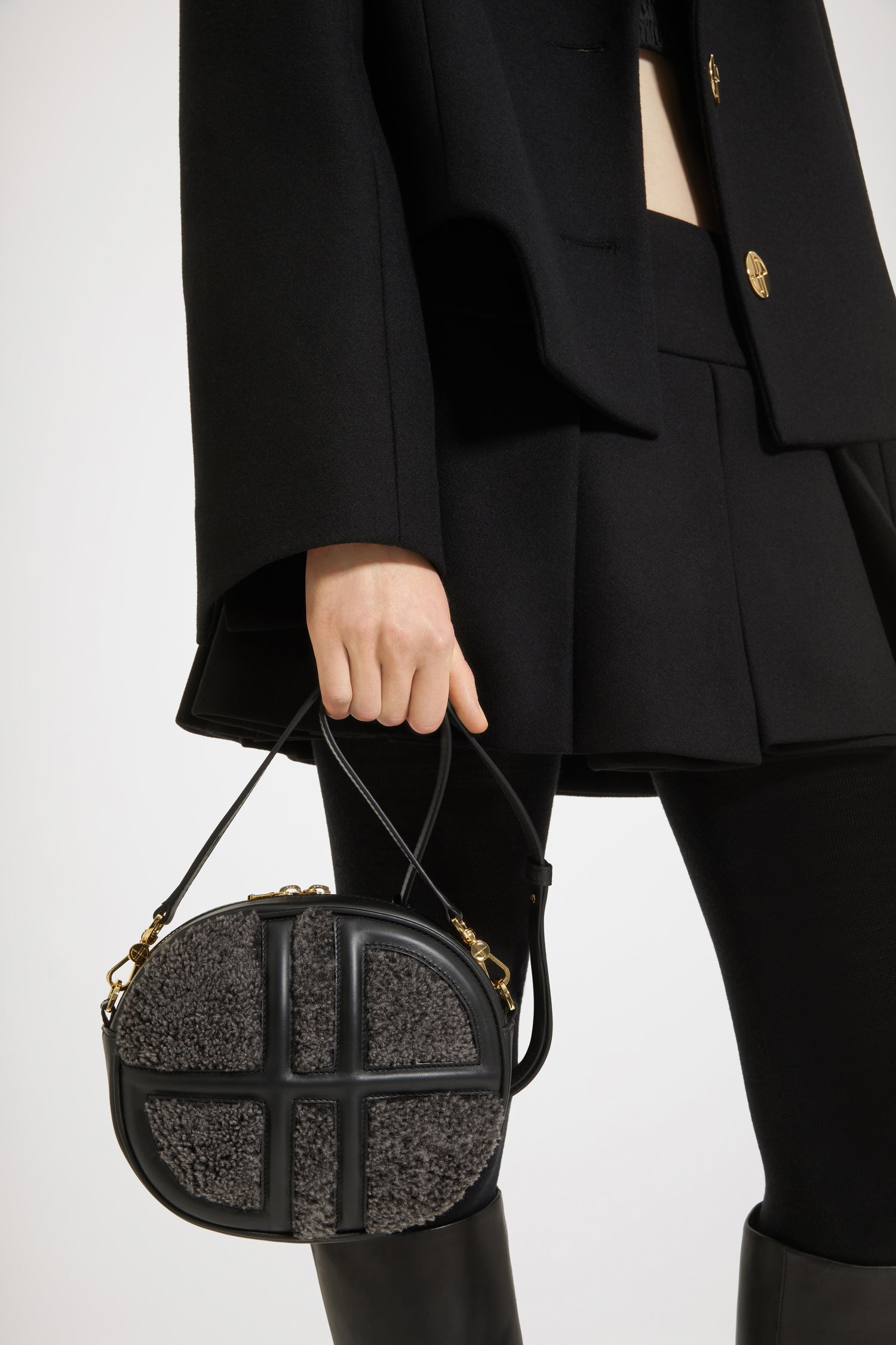Patou Le JP BA006 sac shearling cuir anthracite TU