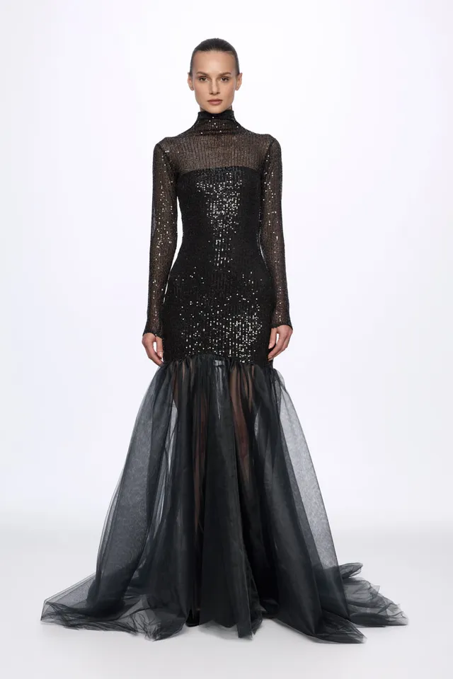 ATU Body Couture Turtleneck robe sequins noire taille S