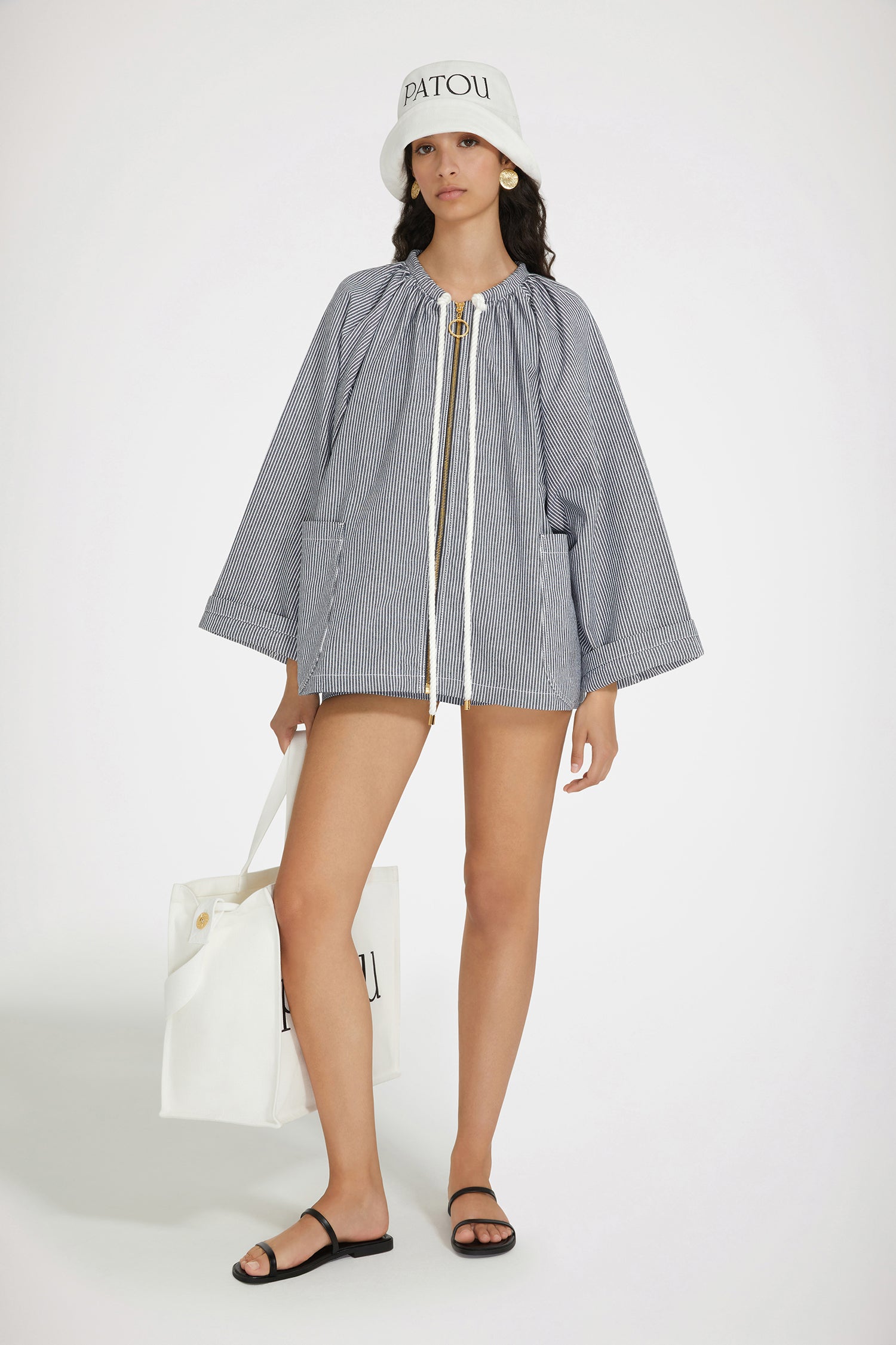 Patou Denim OU026 veste marin rayée Navy Striped