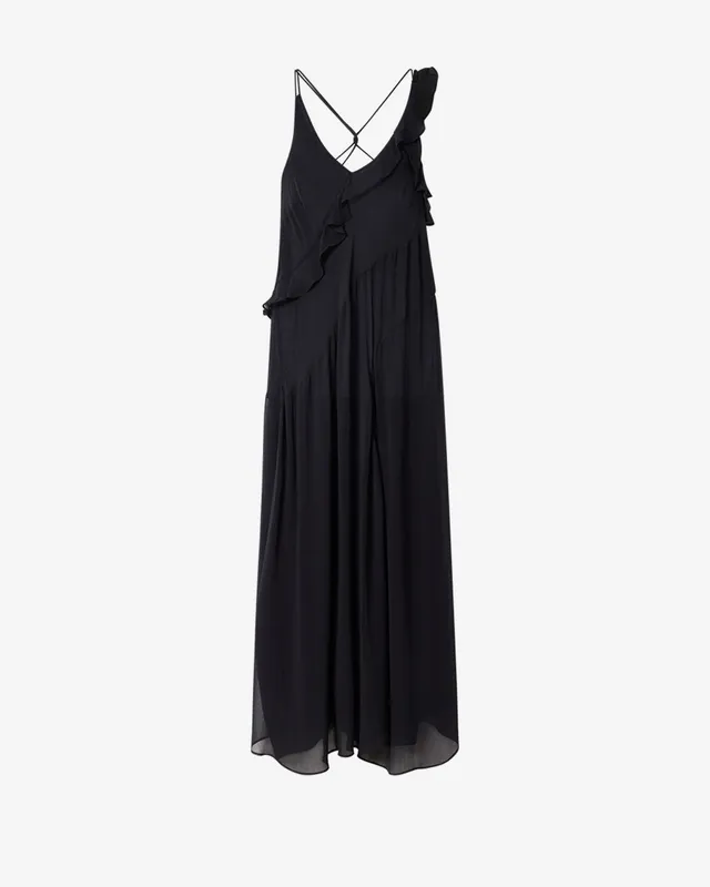 Isabel Marant Luxie Robe longue noire mousseline