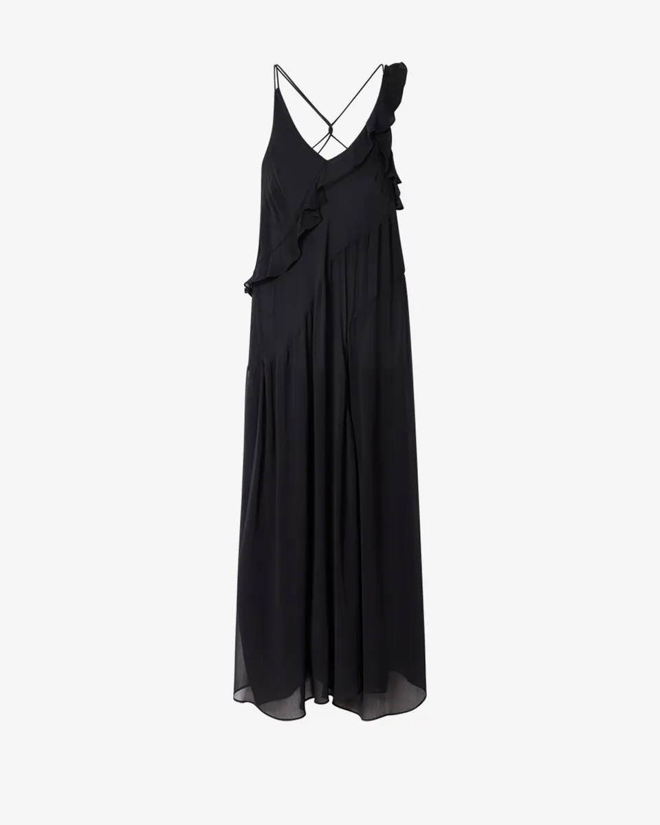 Isabel Marant Luxie Robe longue noire mousseline