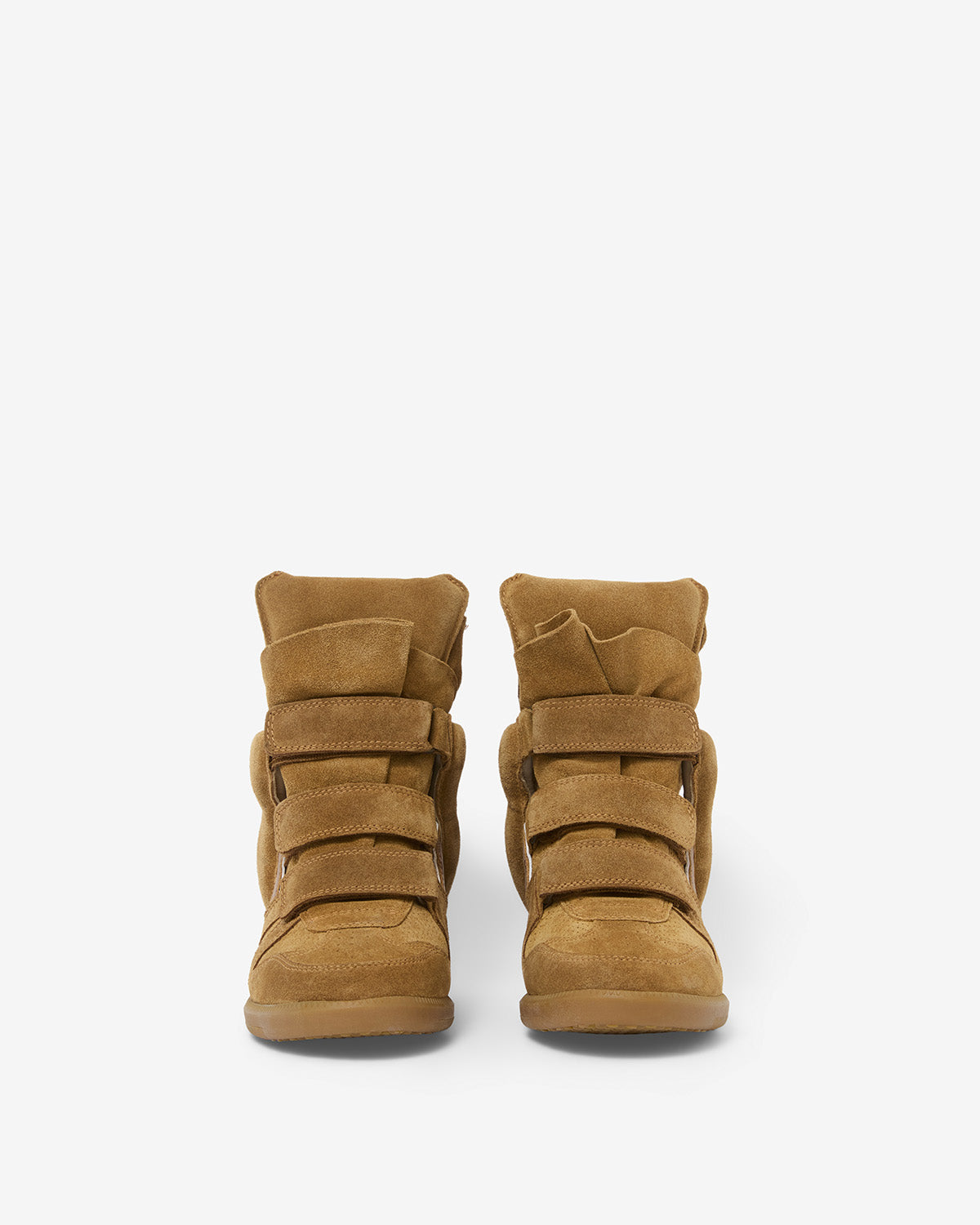 Isabel Marant Bekett baskets compensées cognac cuir suède